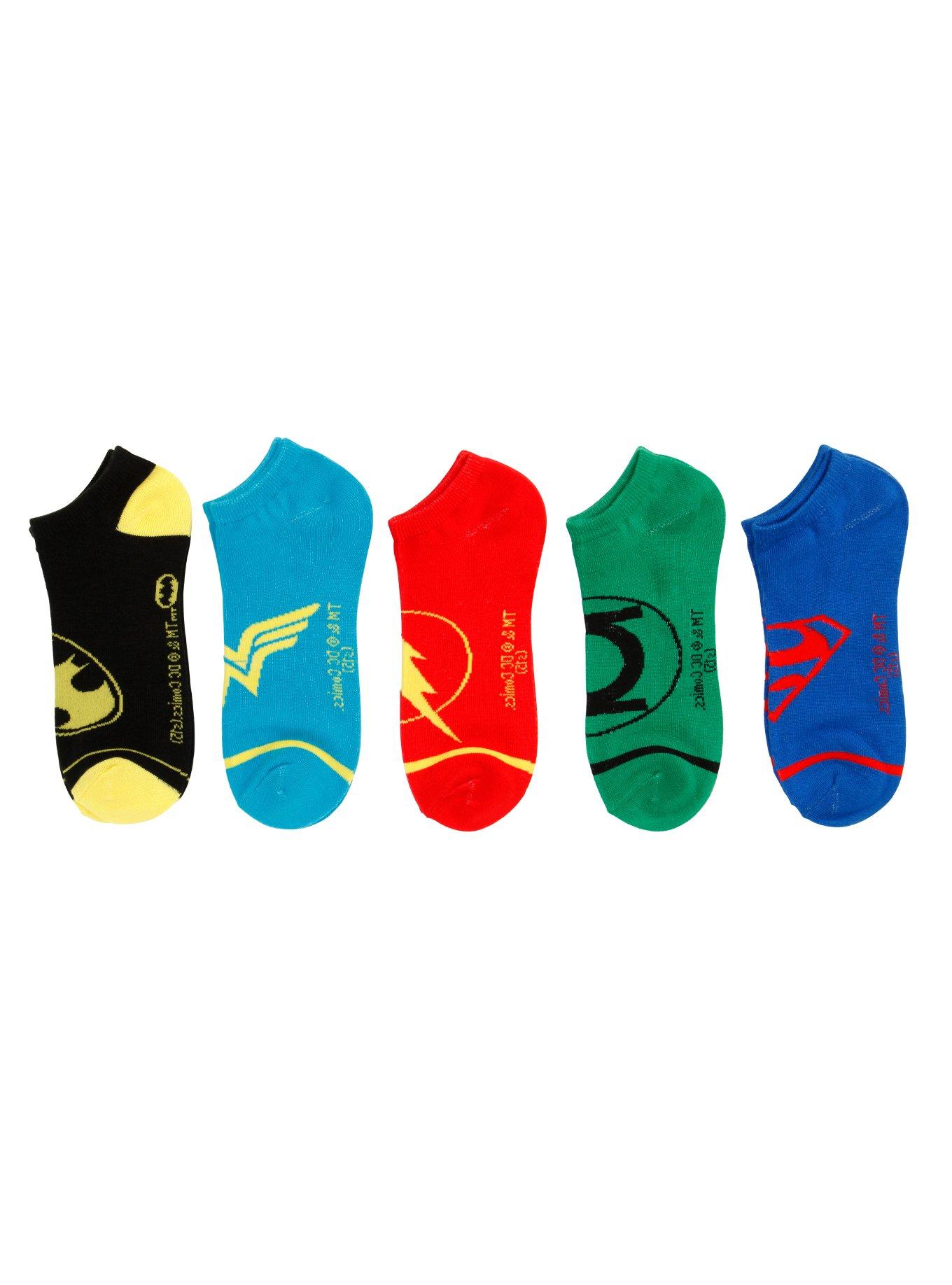 DC Comics Superhero No-Show Socks 5 Pair, , alternate