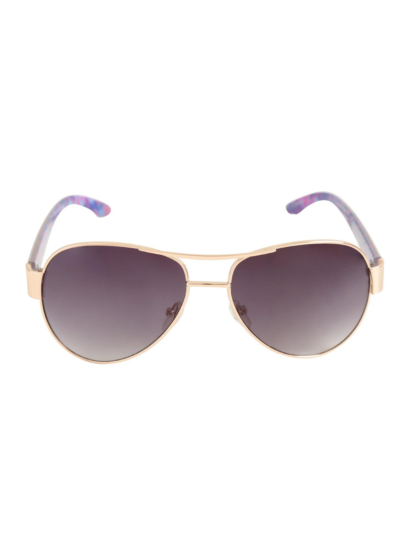 Gold Purple Blue Native Aviator Sunglasses, , alternate