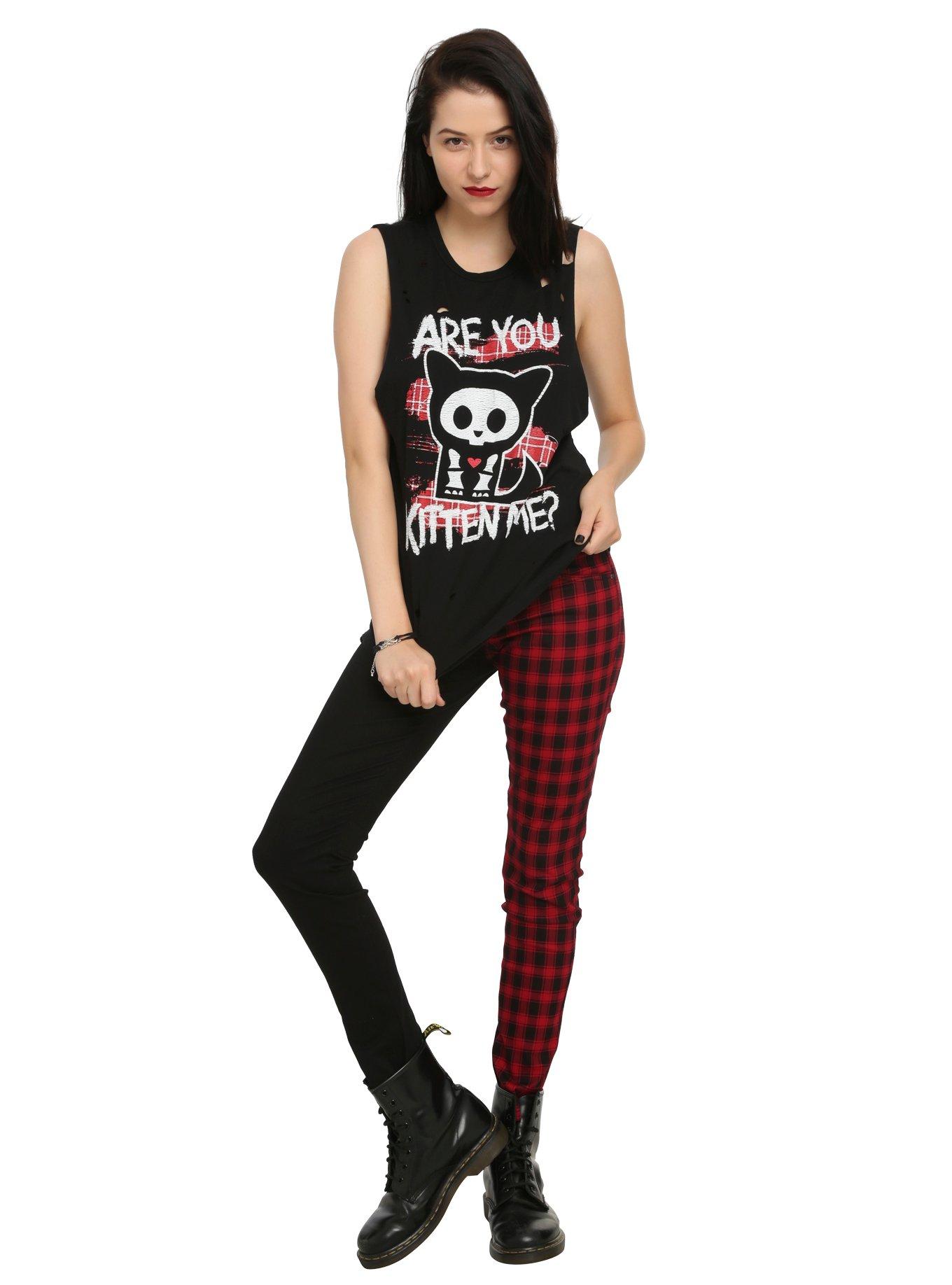 Skelanimals Kit Are You Kitten Me? Girls Muscle Top, BLACK, alternate