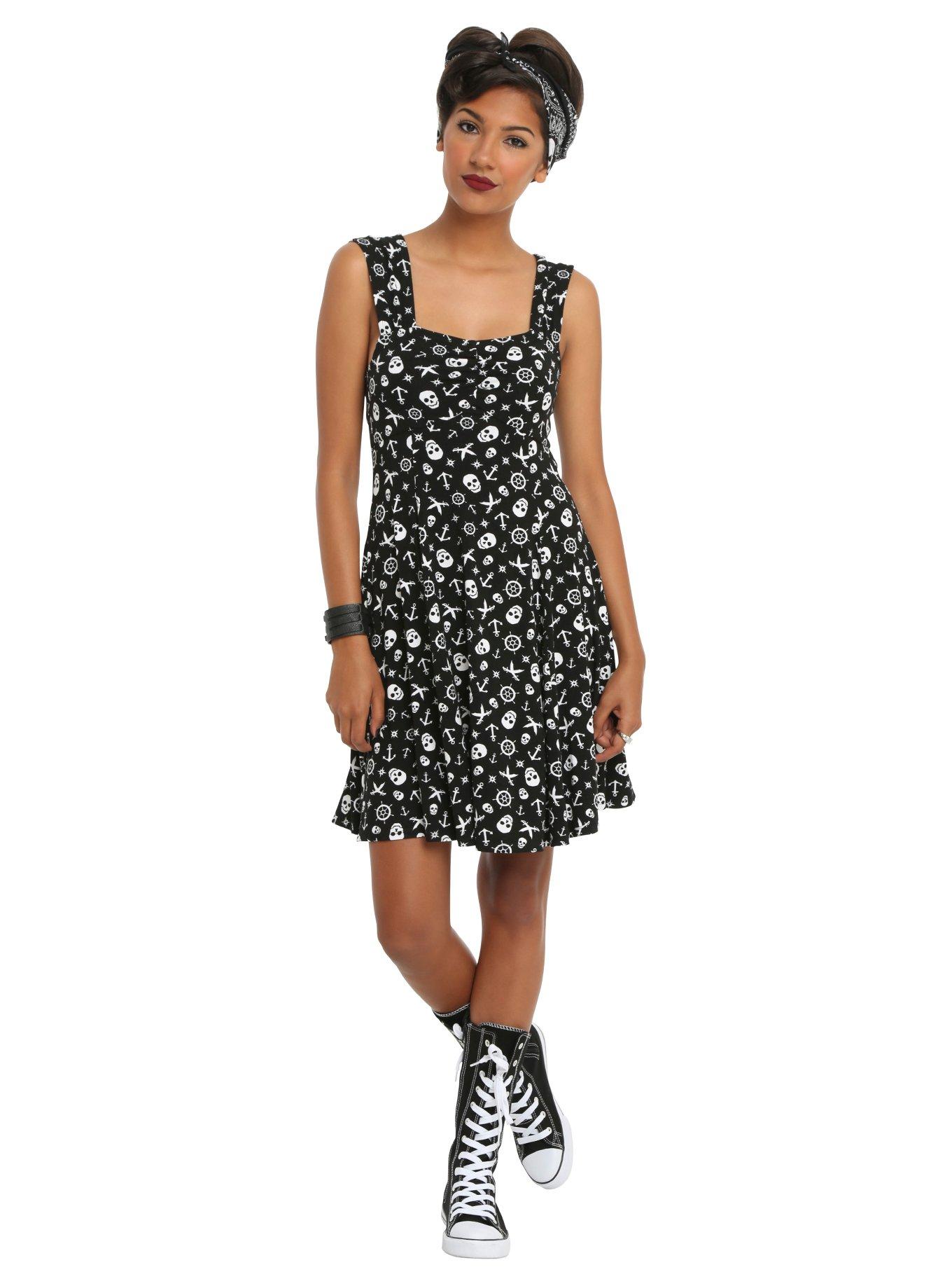 Black & White Sailor Dress, BLACK, alternate