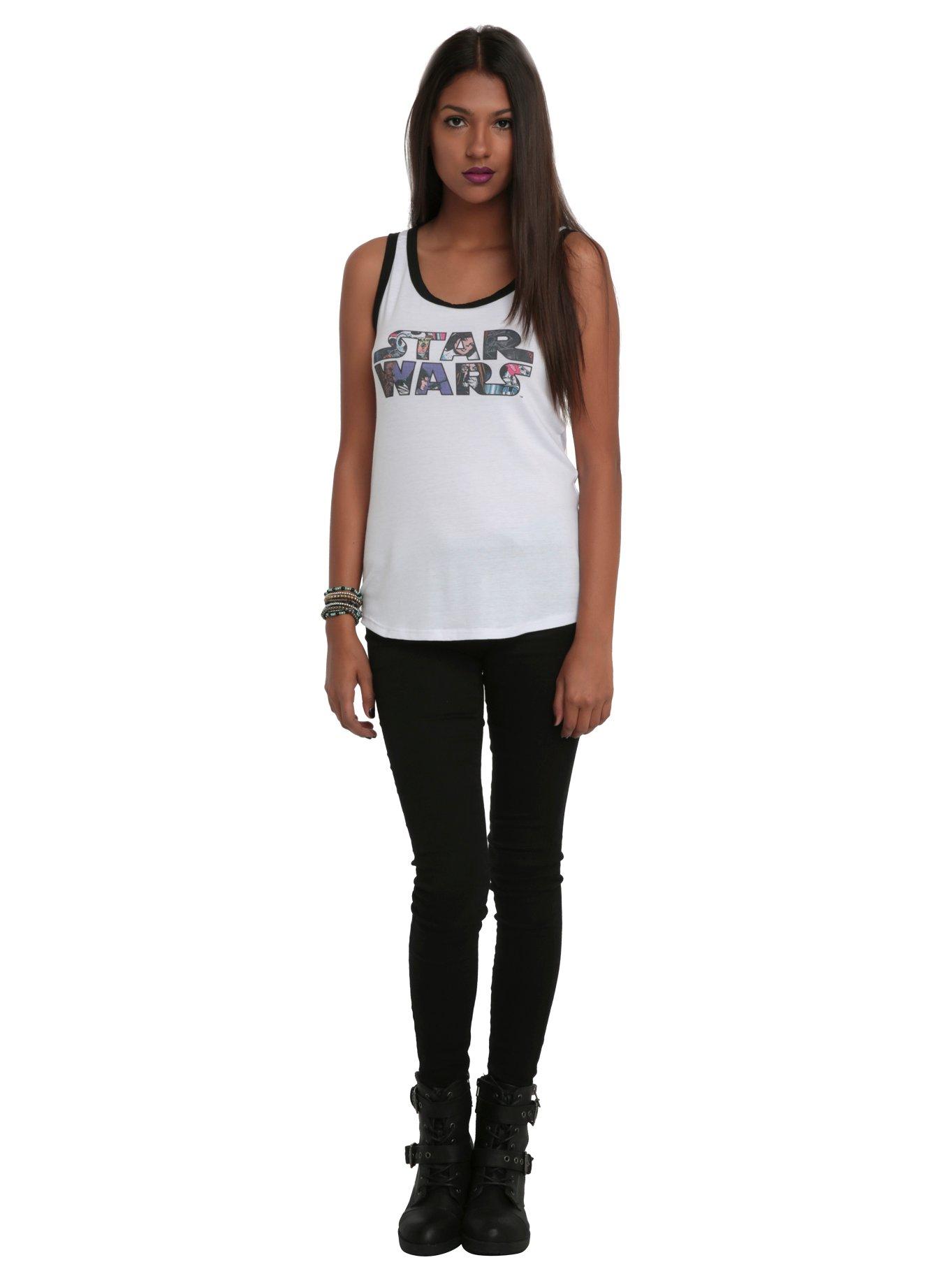 Star Wars Her Universe Comic Fill Logo Girls Tank Top, BLACK, alternate