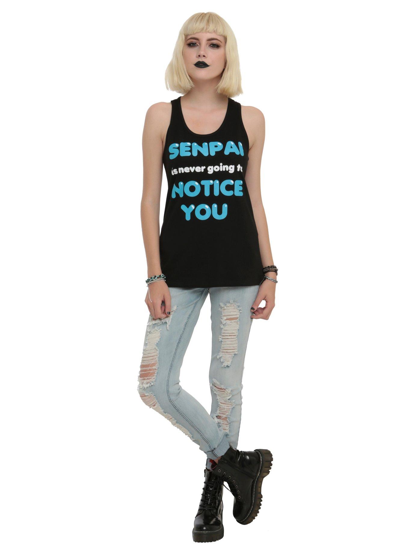 Senpai Is Never Going To Notice You Girls T-Shirt, BLACK, alternate