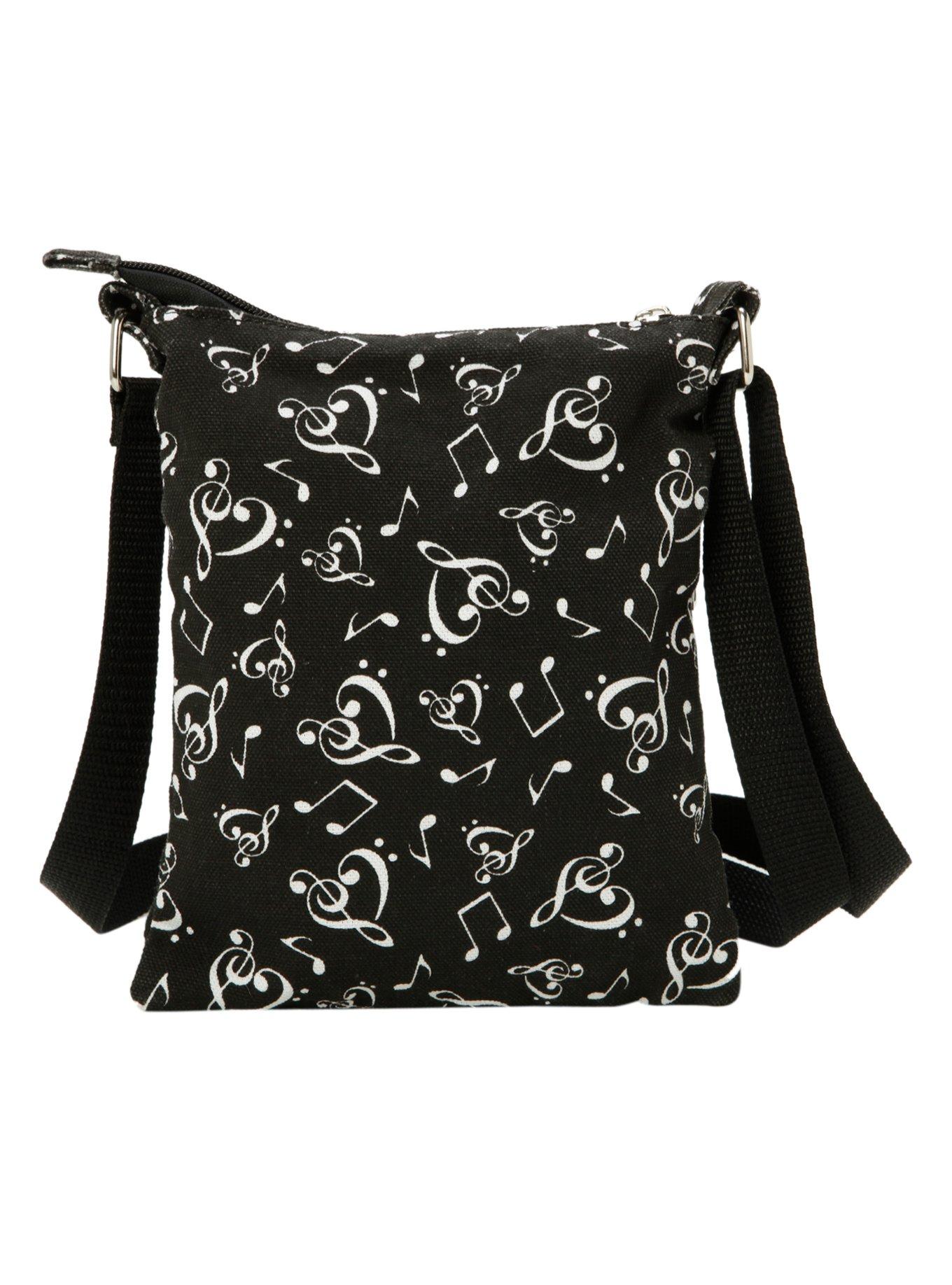 Black & White Clef & Music Note Crossbody Bag, , alternate