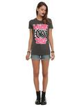 Blink-182 Pink & Black Smiley Girls T-Shirt, CHARCOAL, alternate