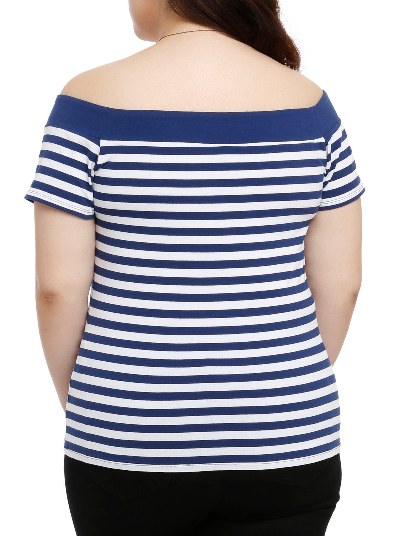 Navy & White Anchor Sailor Girls Top Plus Size, , alternate