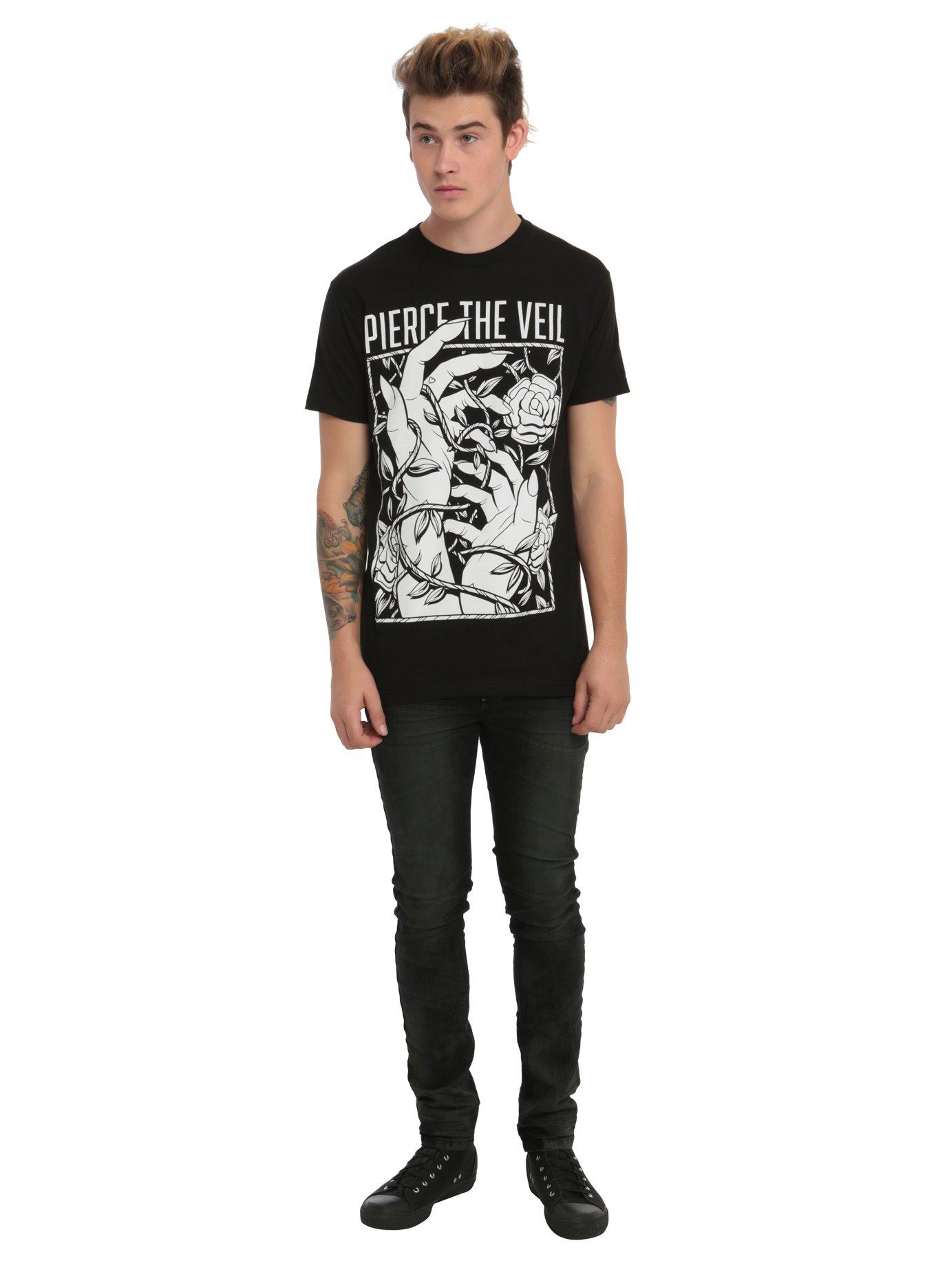 Pierce The Veil Rose Hands T-Shirt, BLACK, alternate