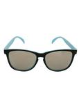 Black Turquoise Keyhole Smooth Touch Retro Sunglasses, , alternate