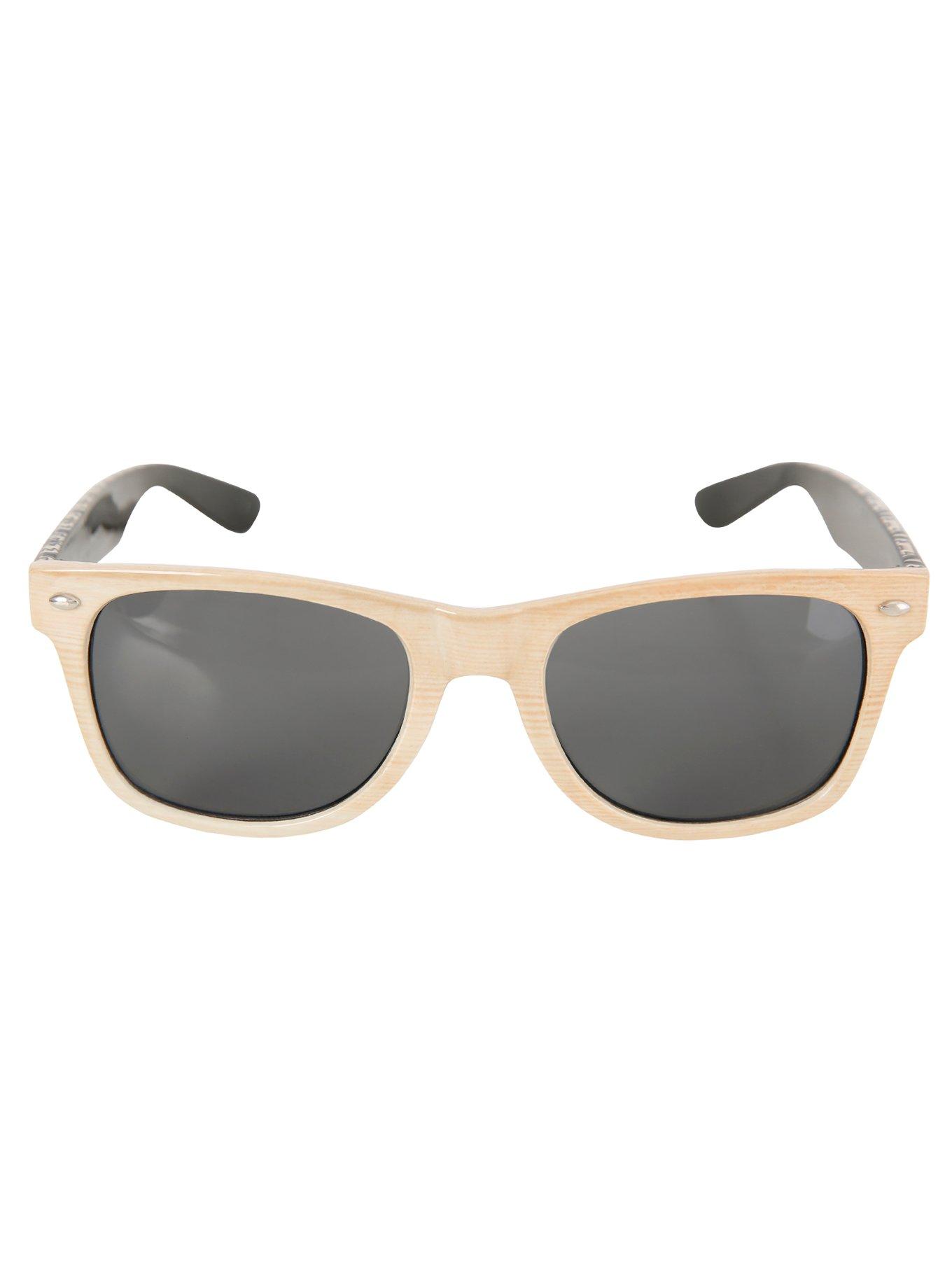 Wood & Aztec Print Retro Sunglasses, , alternate