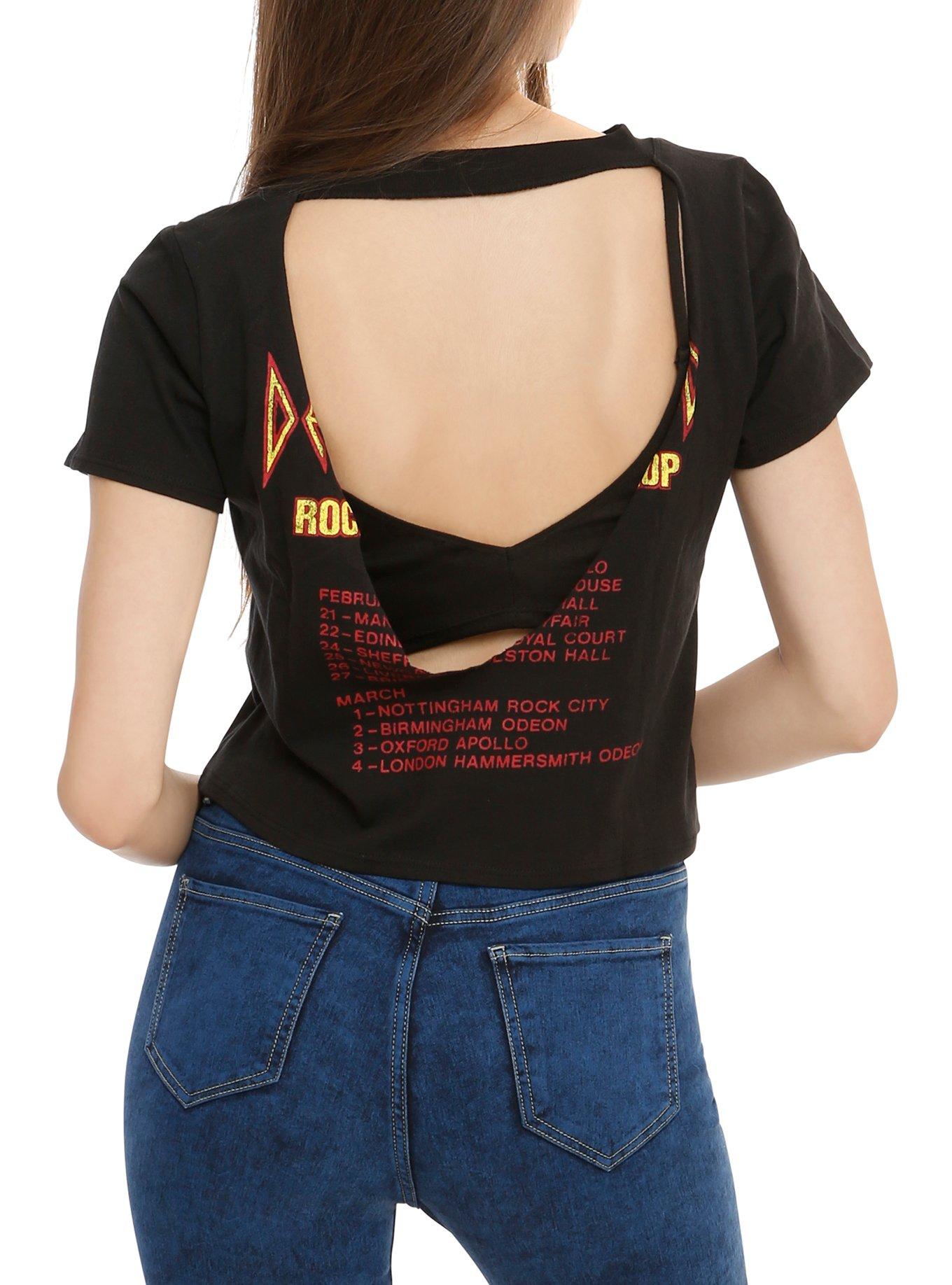 Def Leppard Pyromania V-Back Crop Top, BLACK, alternate