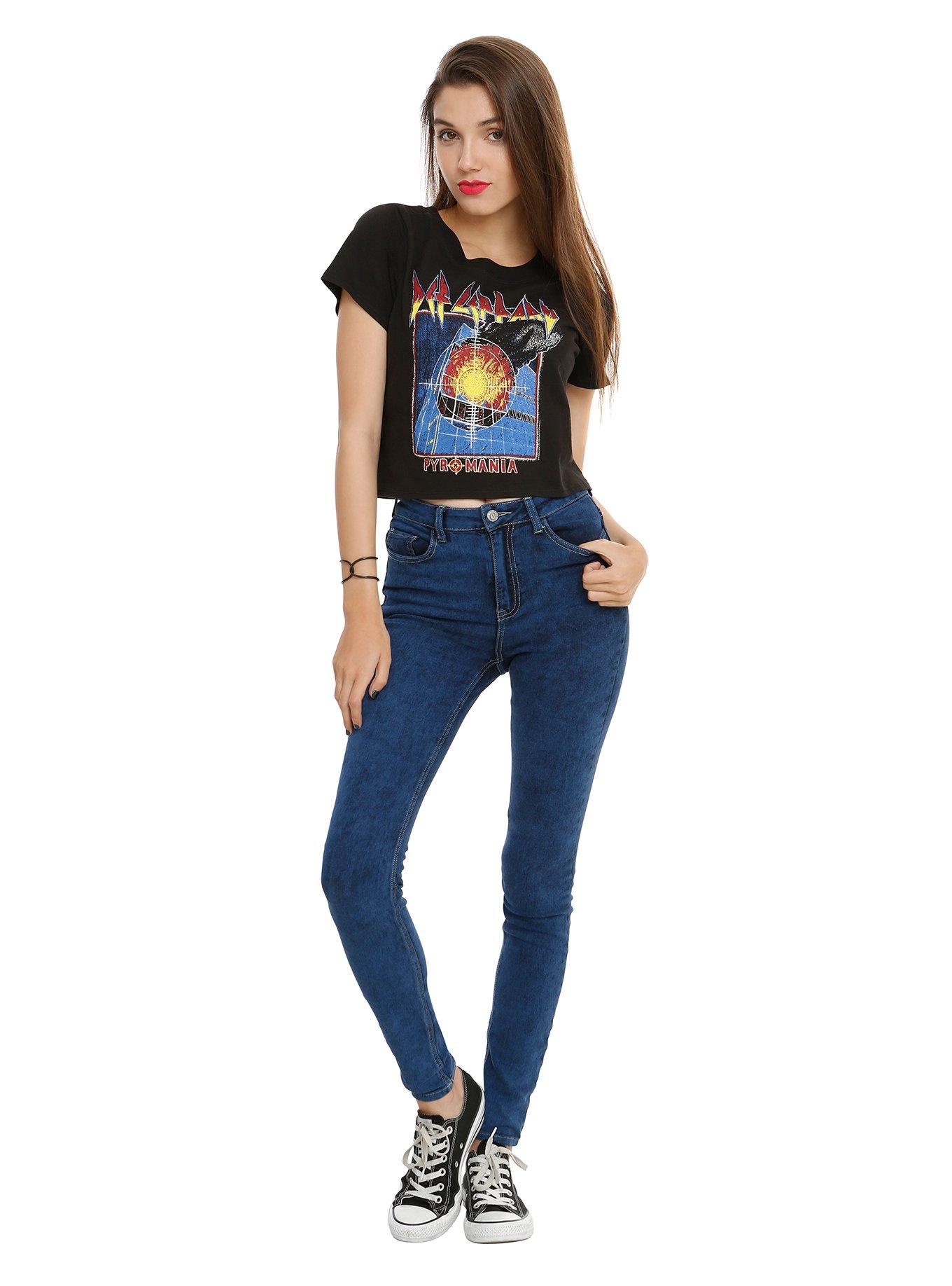 Def Leppard Pyromania V-Back Crop Top, BLACK, alternate