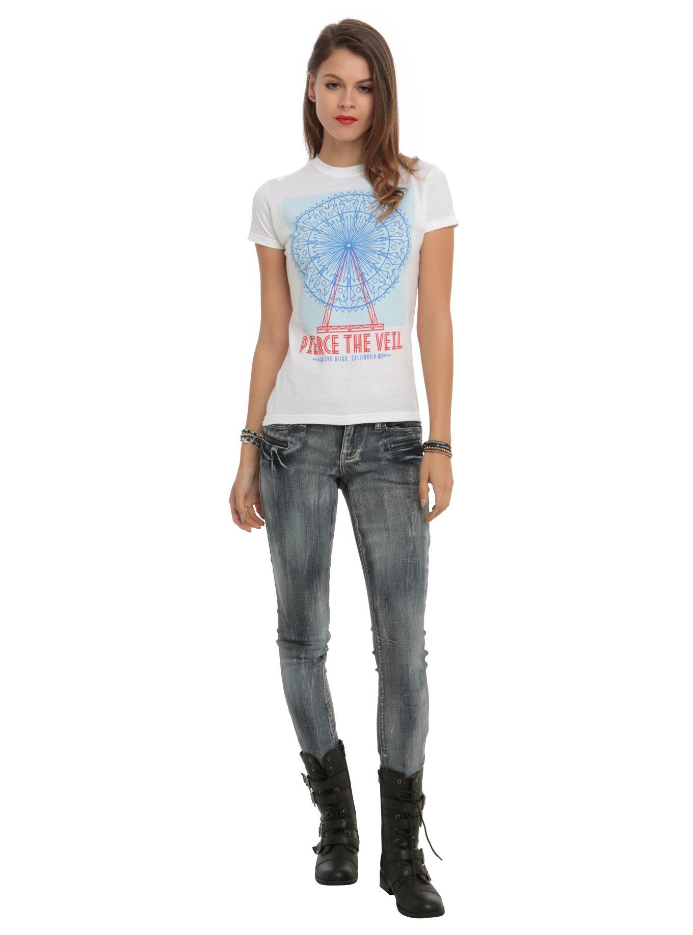 Pierce The Veil Ferris Wheel Girls T-Shirt, WHITE, alternate