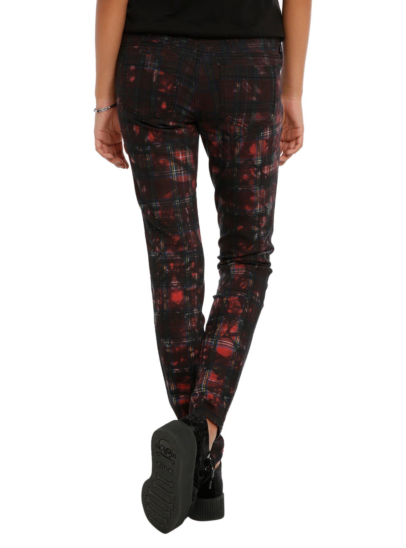 Royal Bones By Tripp Red Tartan Skinny Jeans, , alternate