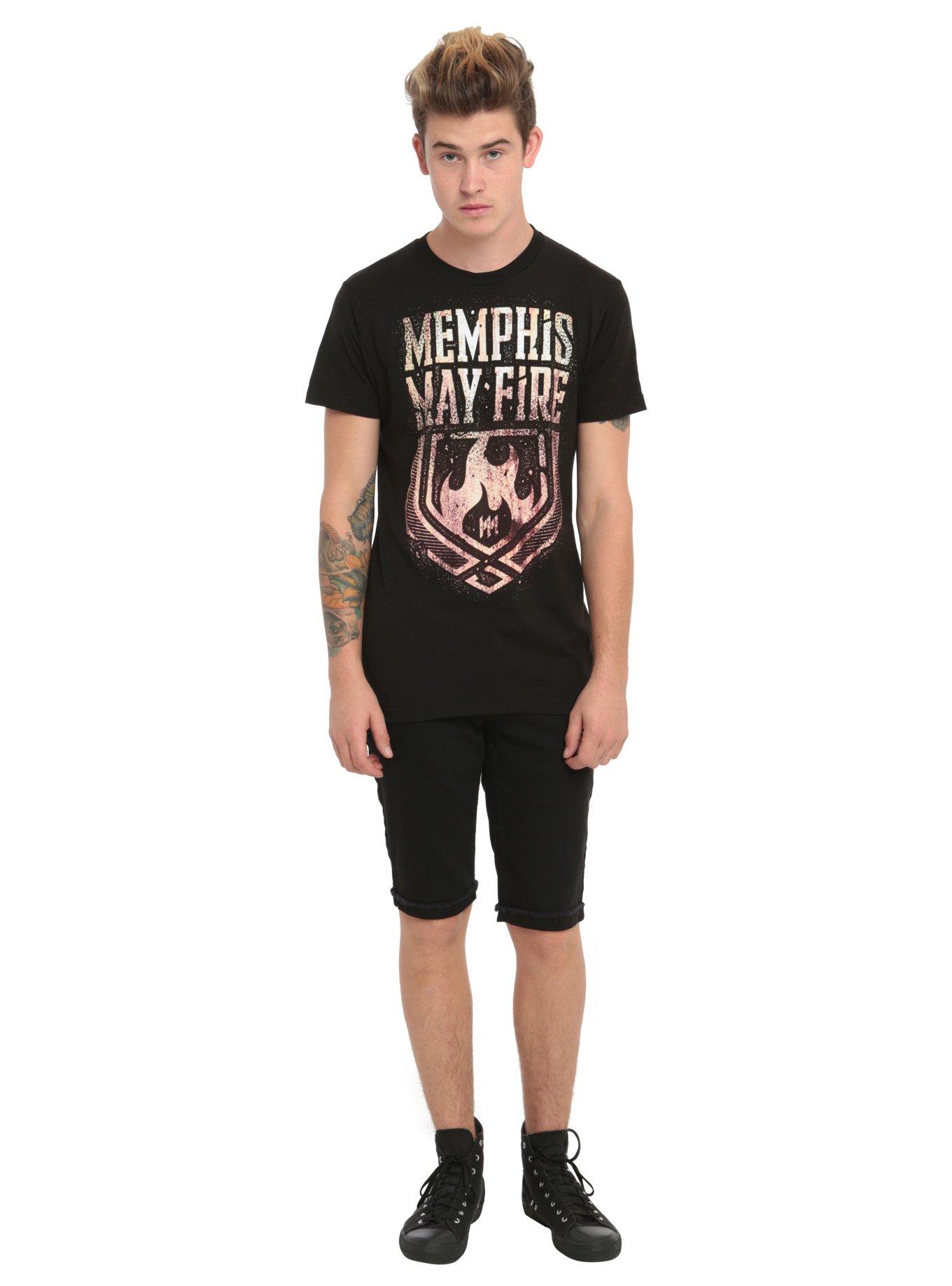 Memphis May Fire Shield Logo T-Shirt, BLACK, alternate