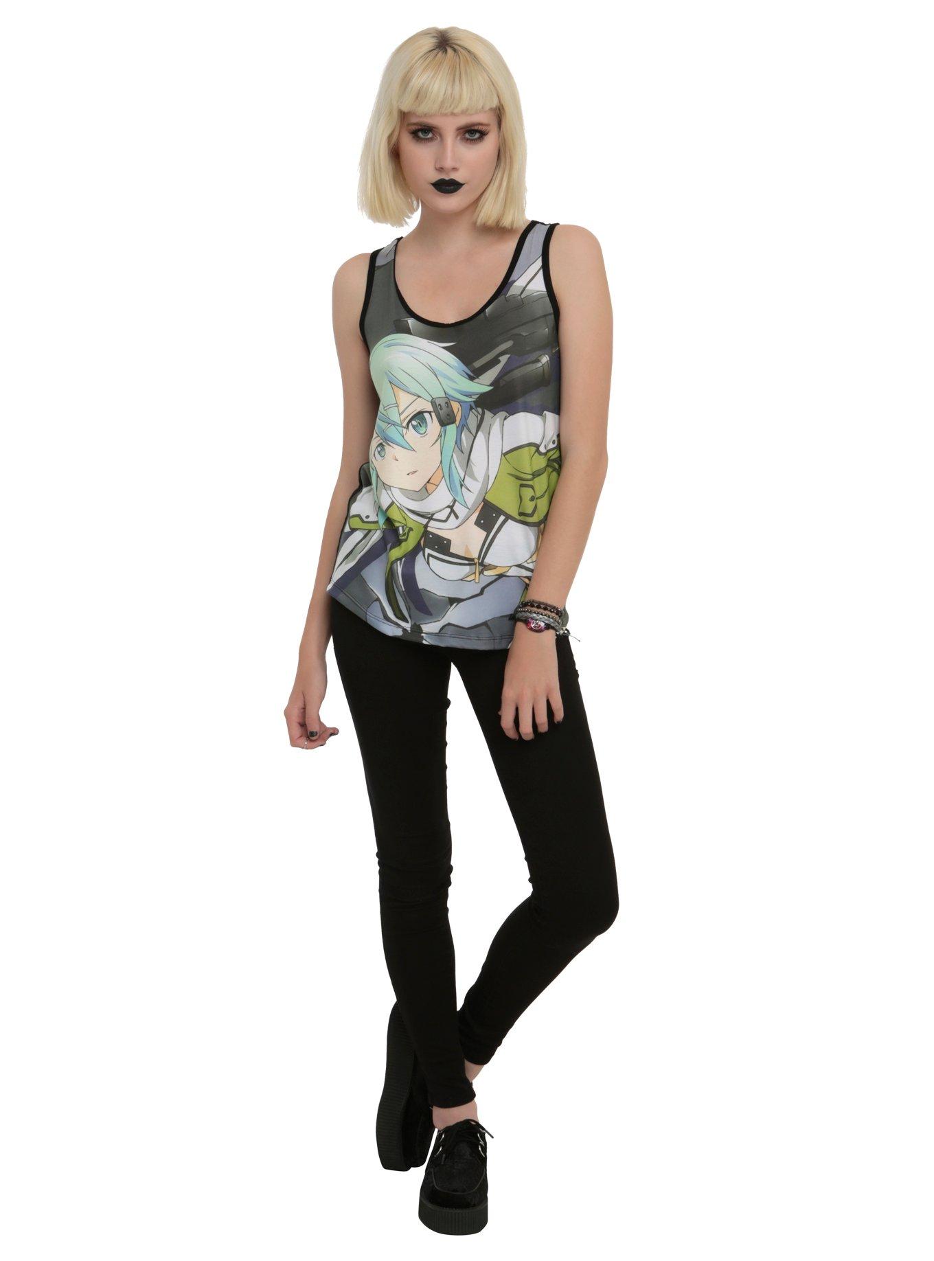 Sword Art Online Sinon Girls Tank Top, BLACK, alternate