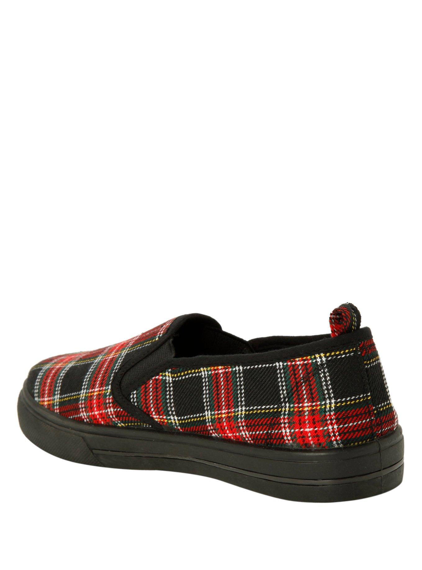 Red Plaid Slip-On Shoes, , alternate
