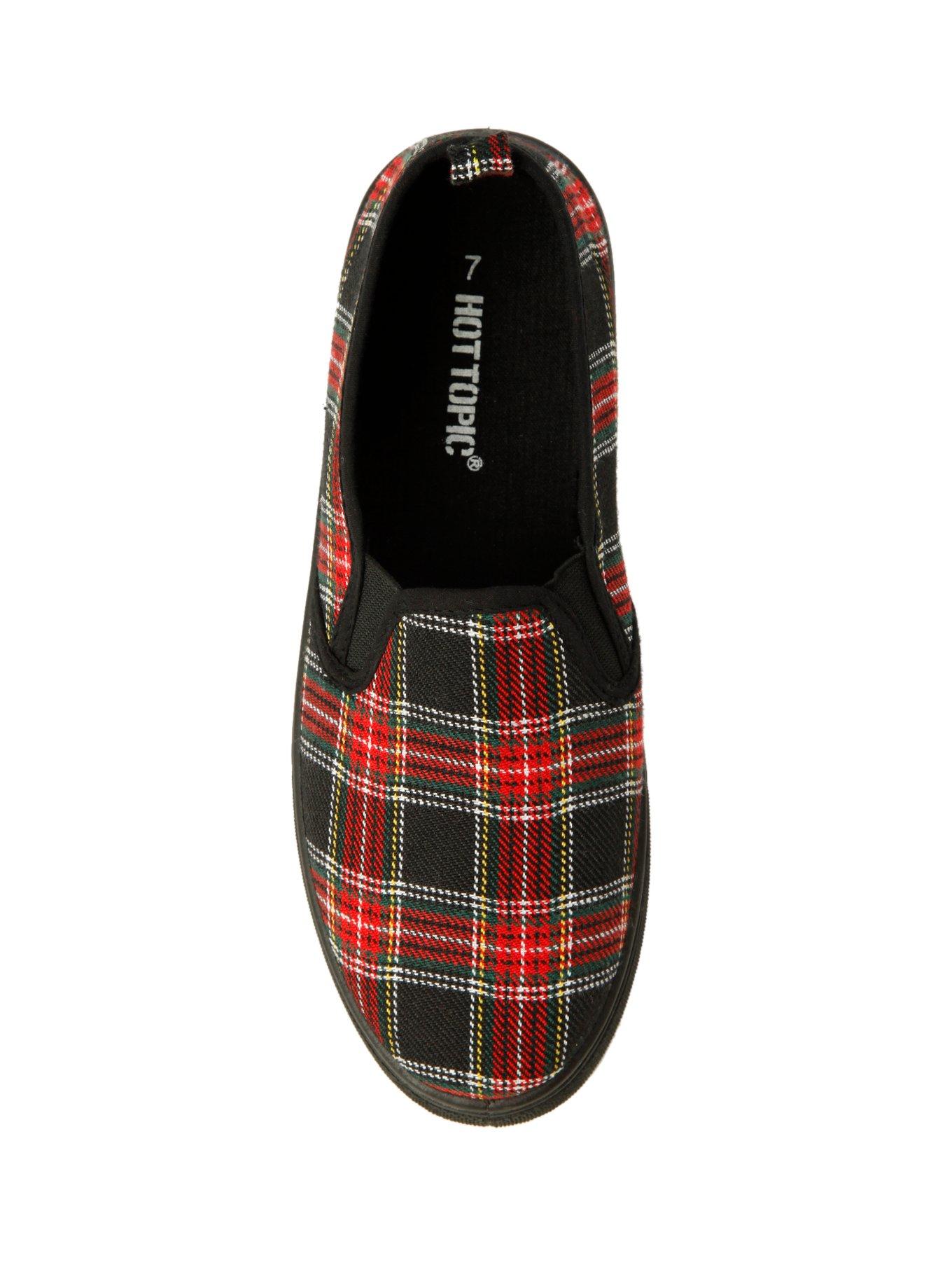 Red Plaid Slip-On Shoes, , alternate