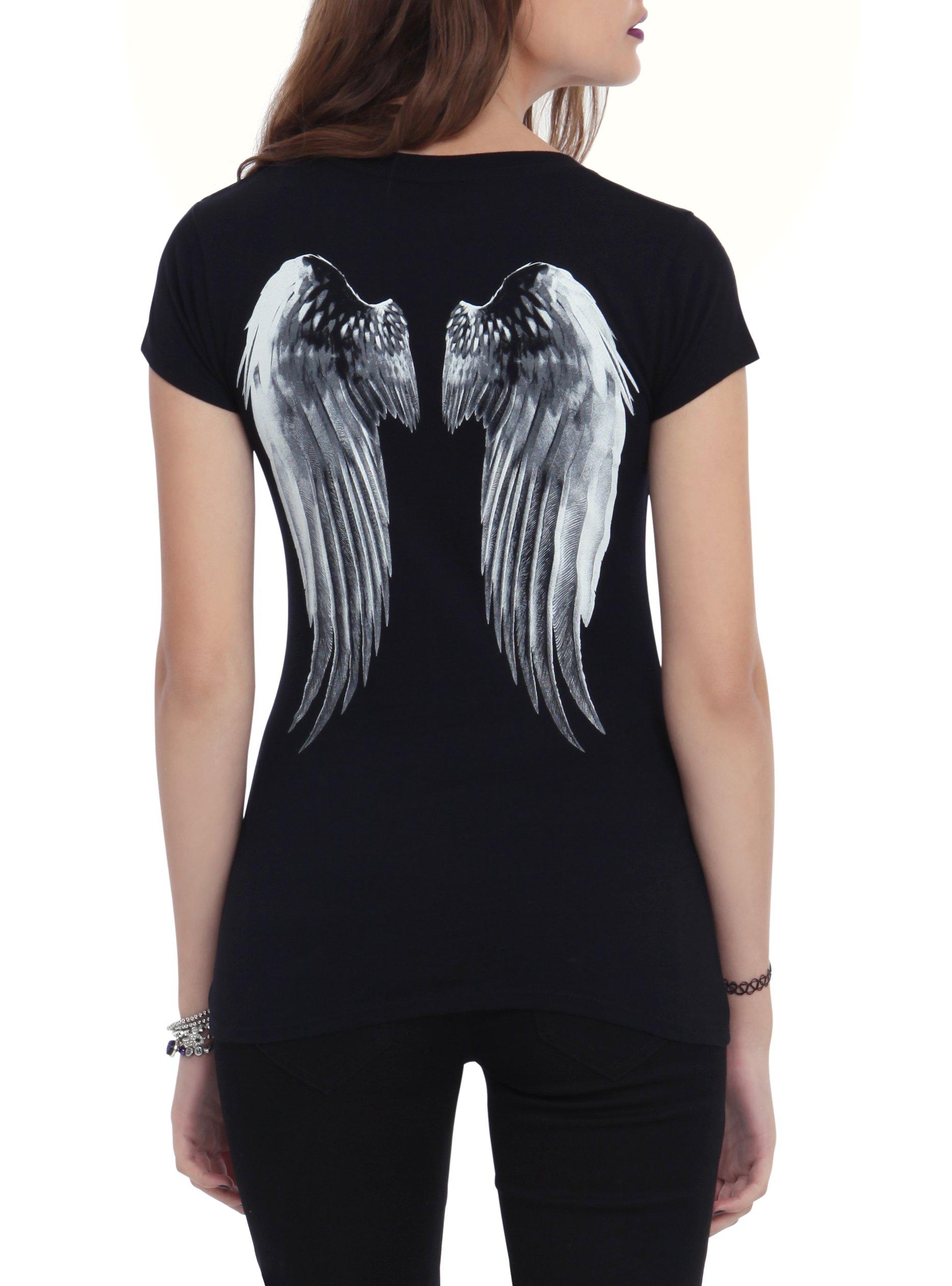 Supernatural Castiel Wings Quote Girls T-Shirt, , alternate
