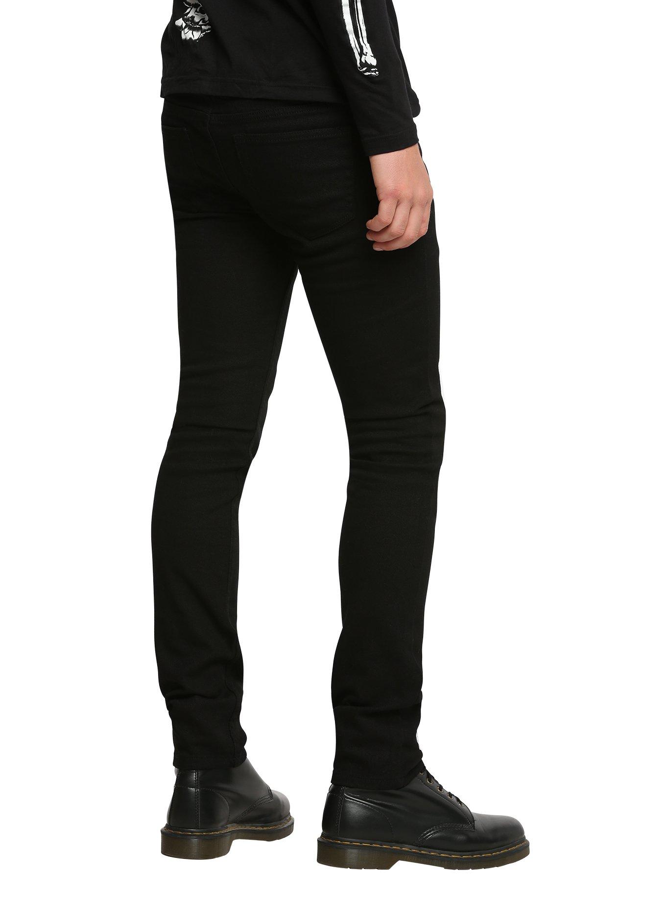 RUDE Black Skeleton Skinny Jeans, , alternate