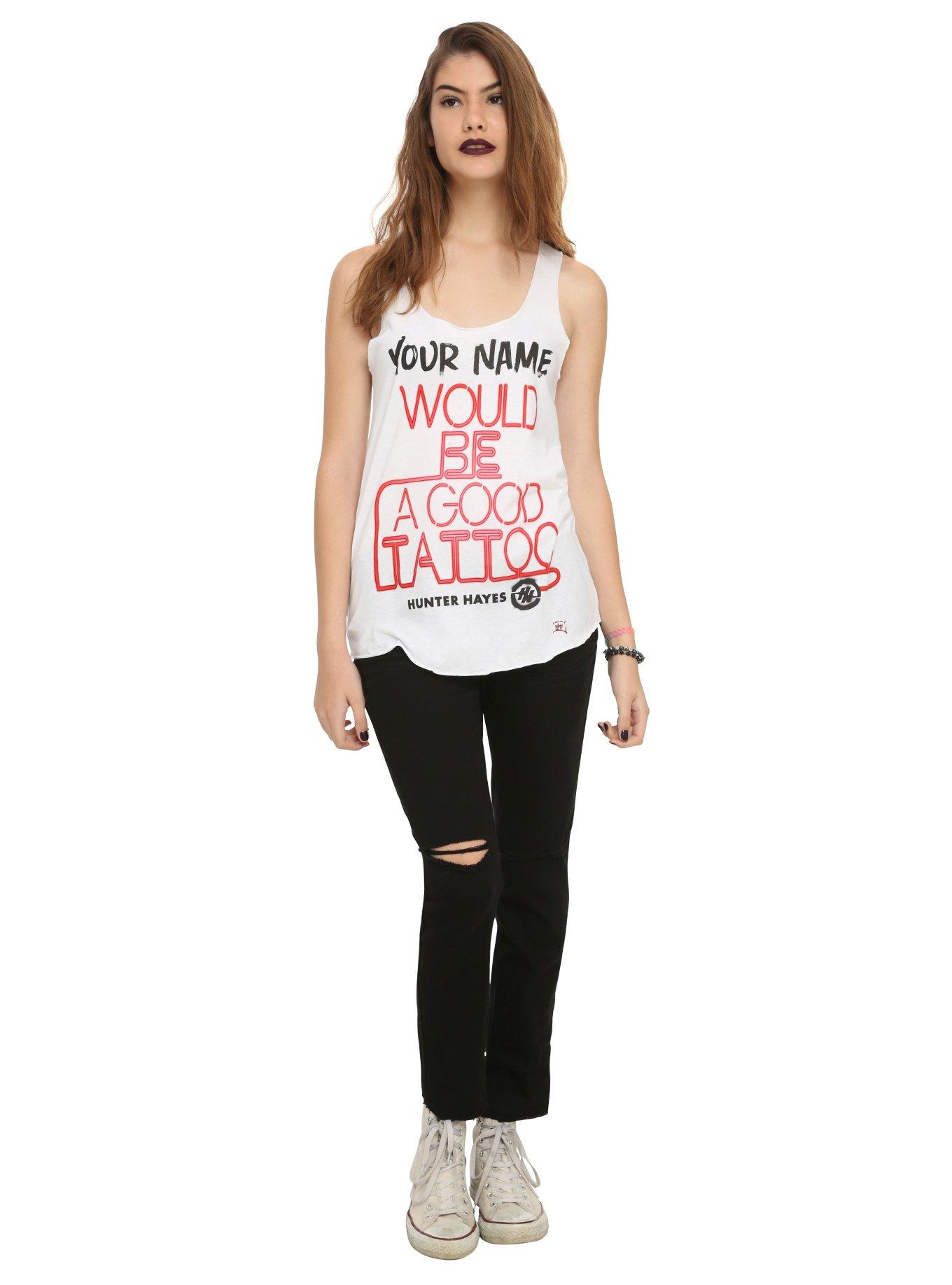 Hunter Hayes Tattoo Girls Tank Top, WHITE, alternate