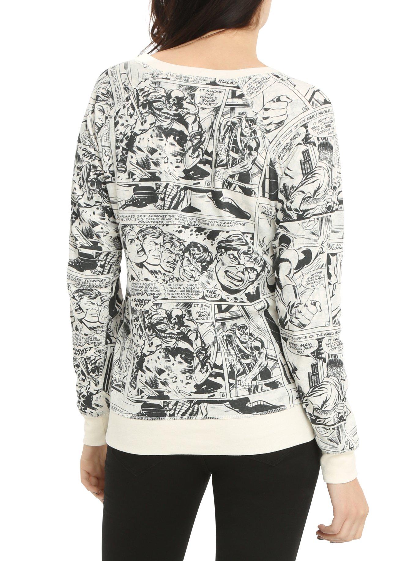 Marvel Heroes Comic Reversible Girls Pullover Top, BLACK, alternate