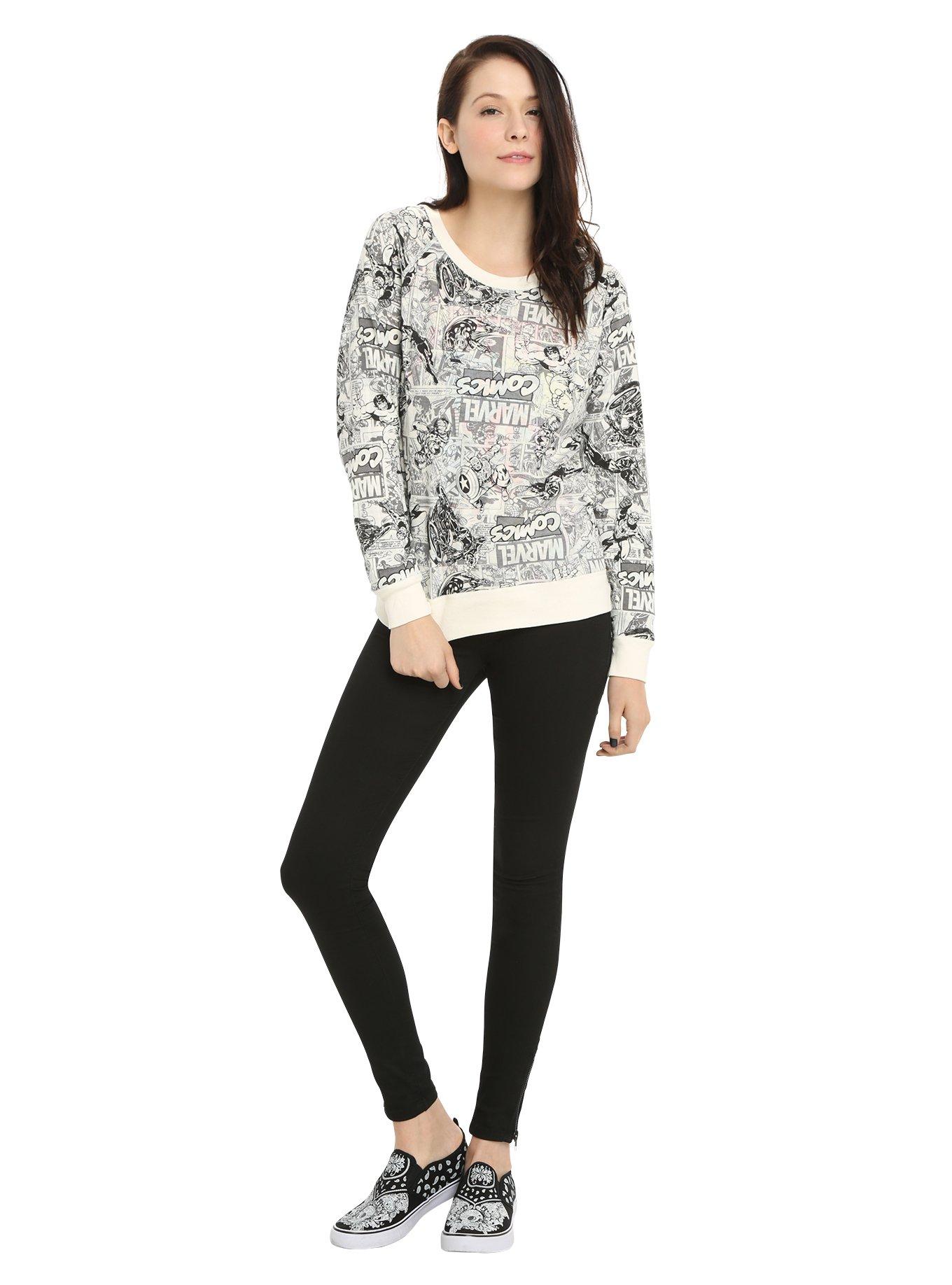 Marvel Heroes Comic Reversible Girls Pullover Top, BLACK, alternate