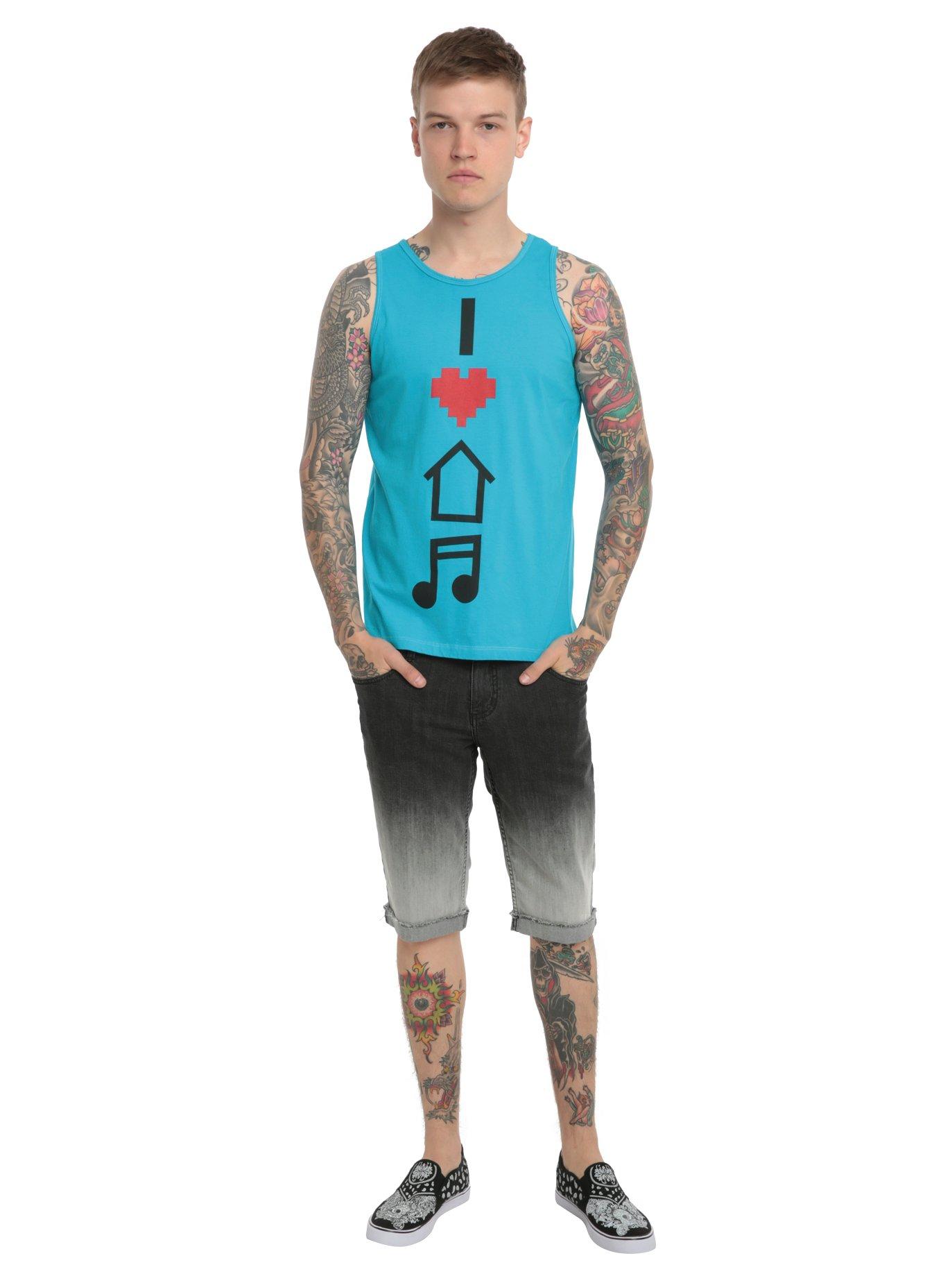 I (Heart) House Music Tank Top, BLACK, alternate