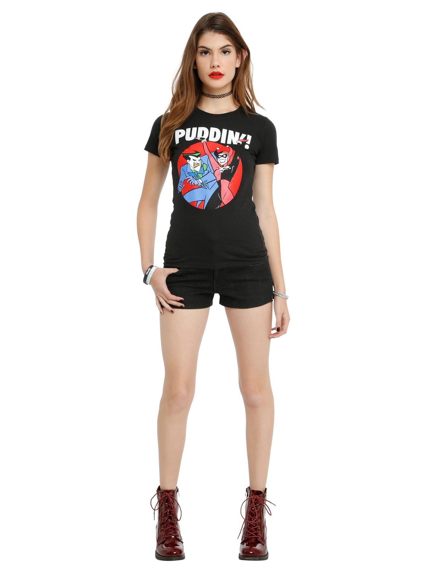 Batman: The Animated Series The Joker & Harley Puddin Girls T-Shirt, BLACK, alternate