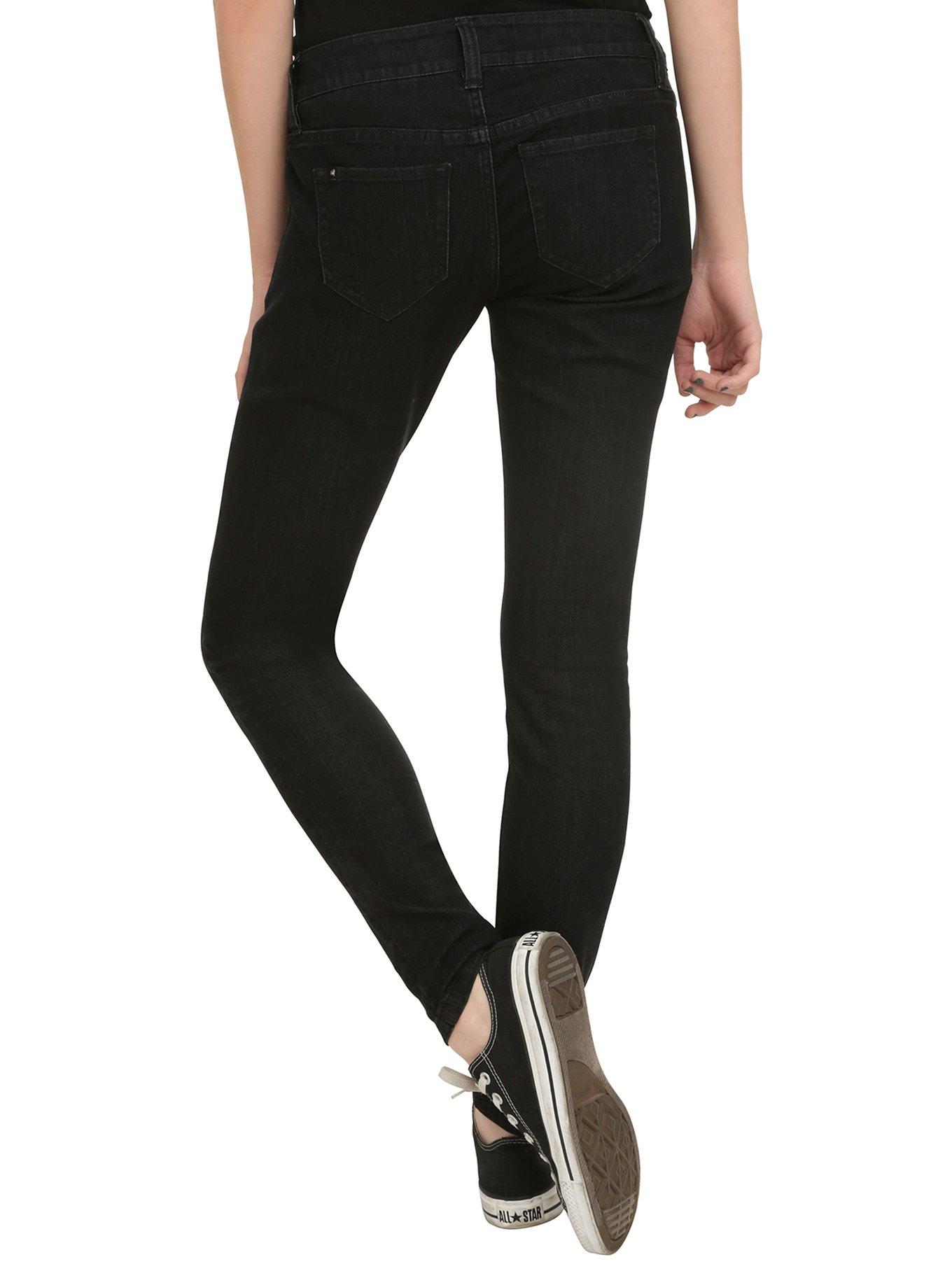 LOVEsick Black & White Skeleton Skinny Jeans, BLACK, alternate