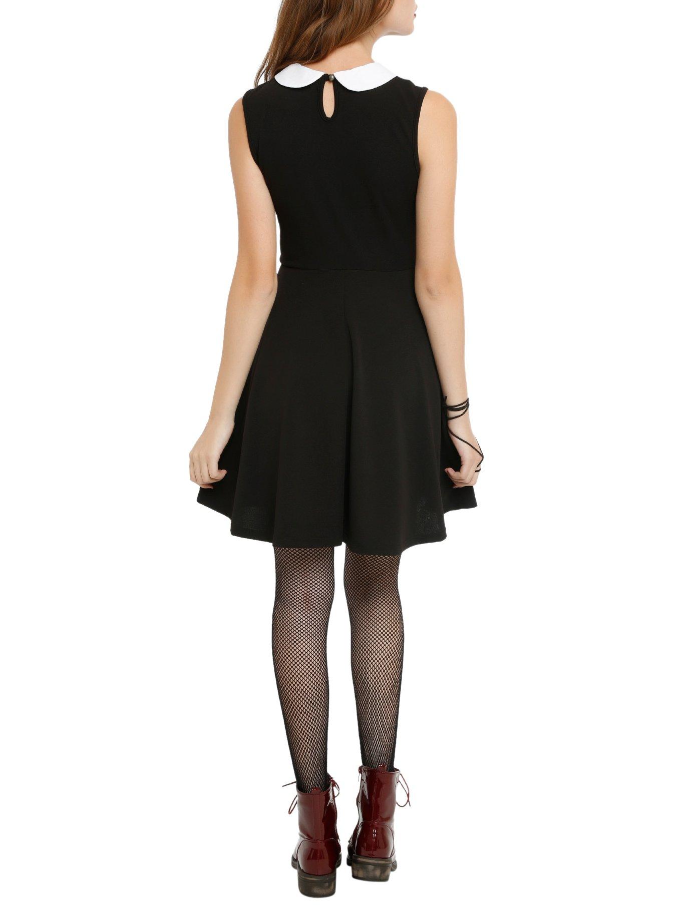 Black & White Collar Dress, BLACK, alternate