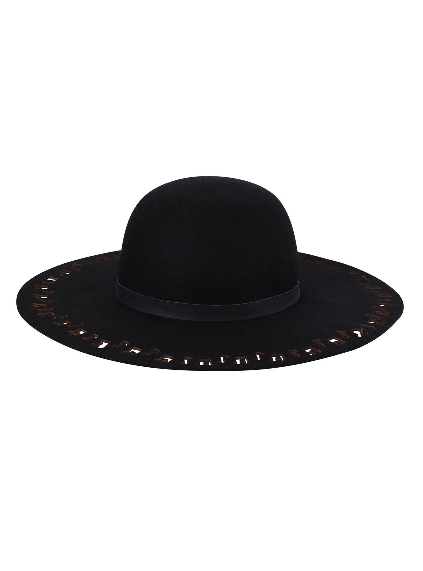 Music Note Black Felt Floppy Hat, , alternate