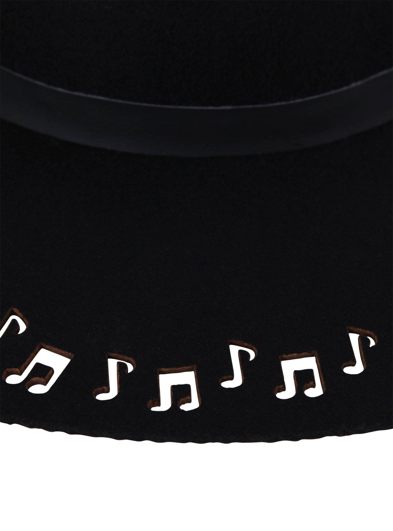 Music Note Black Felt Floppy Hat, , alternate