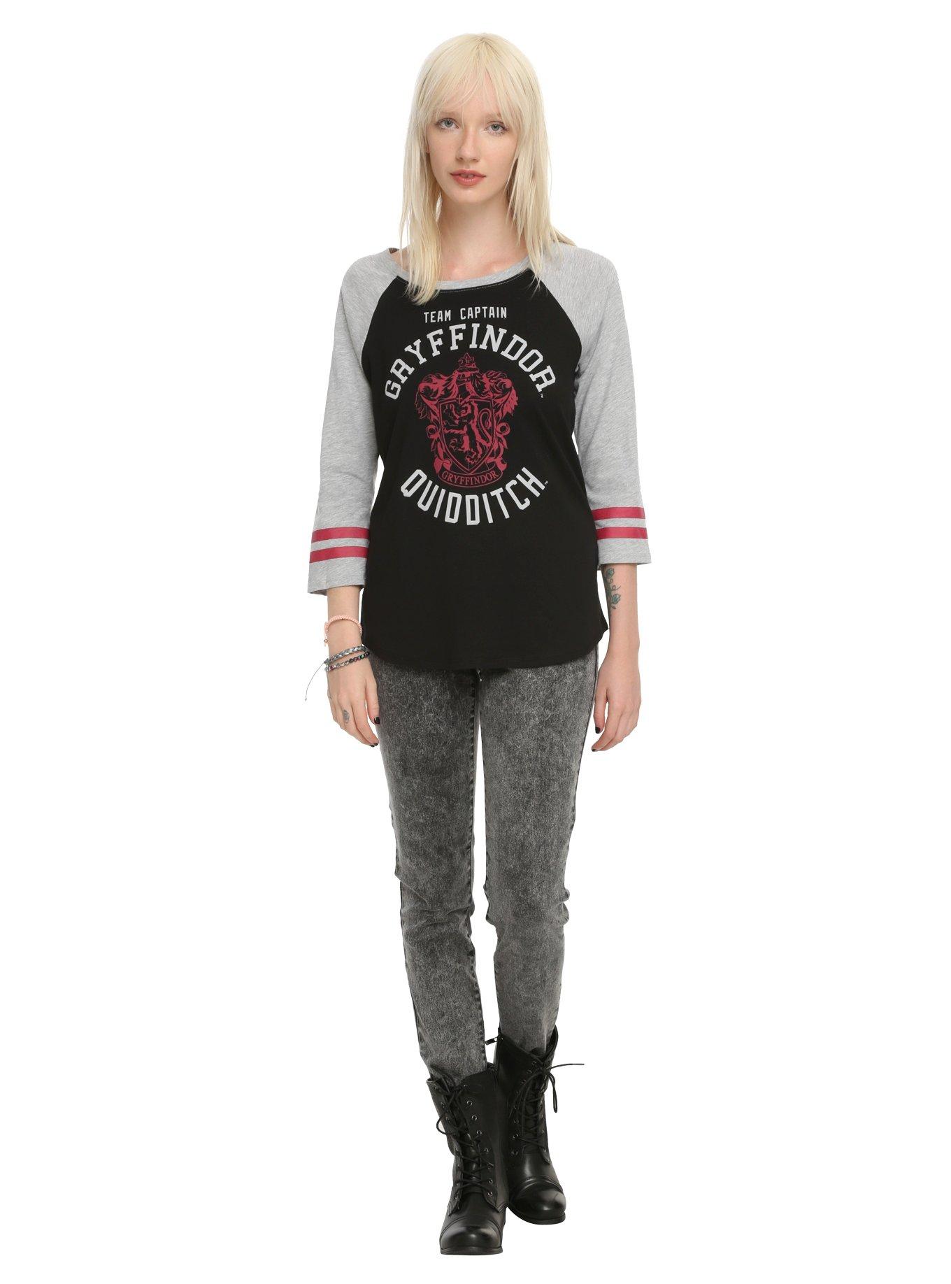 Harry Potter Gryffindor Quidditch Team Captain Girls Raglan, BLACK, alternate