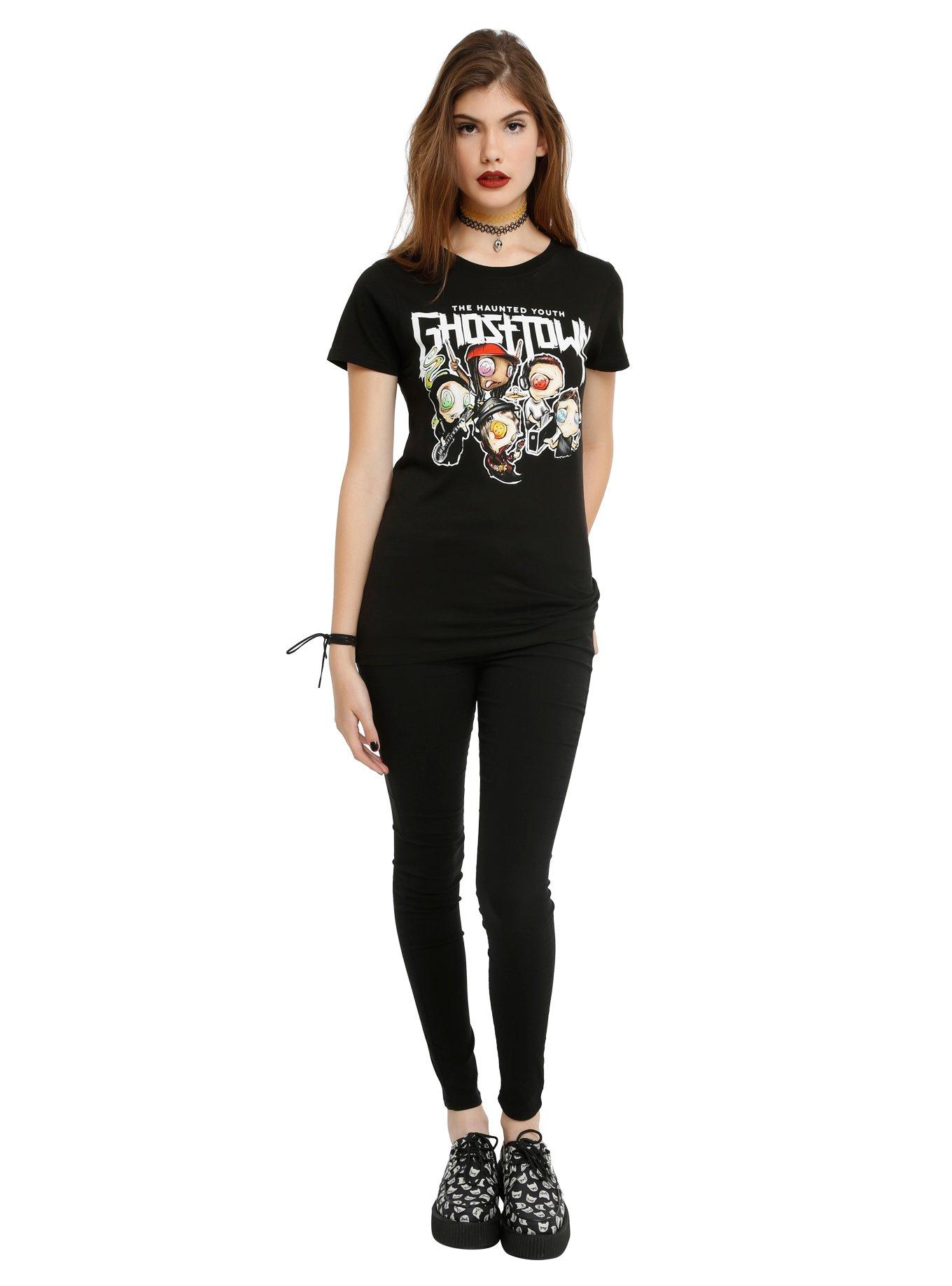 Ghost Town Cartoon Band Girls T-Shirt, BLACK, alternate