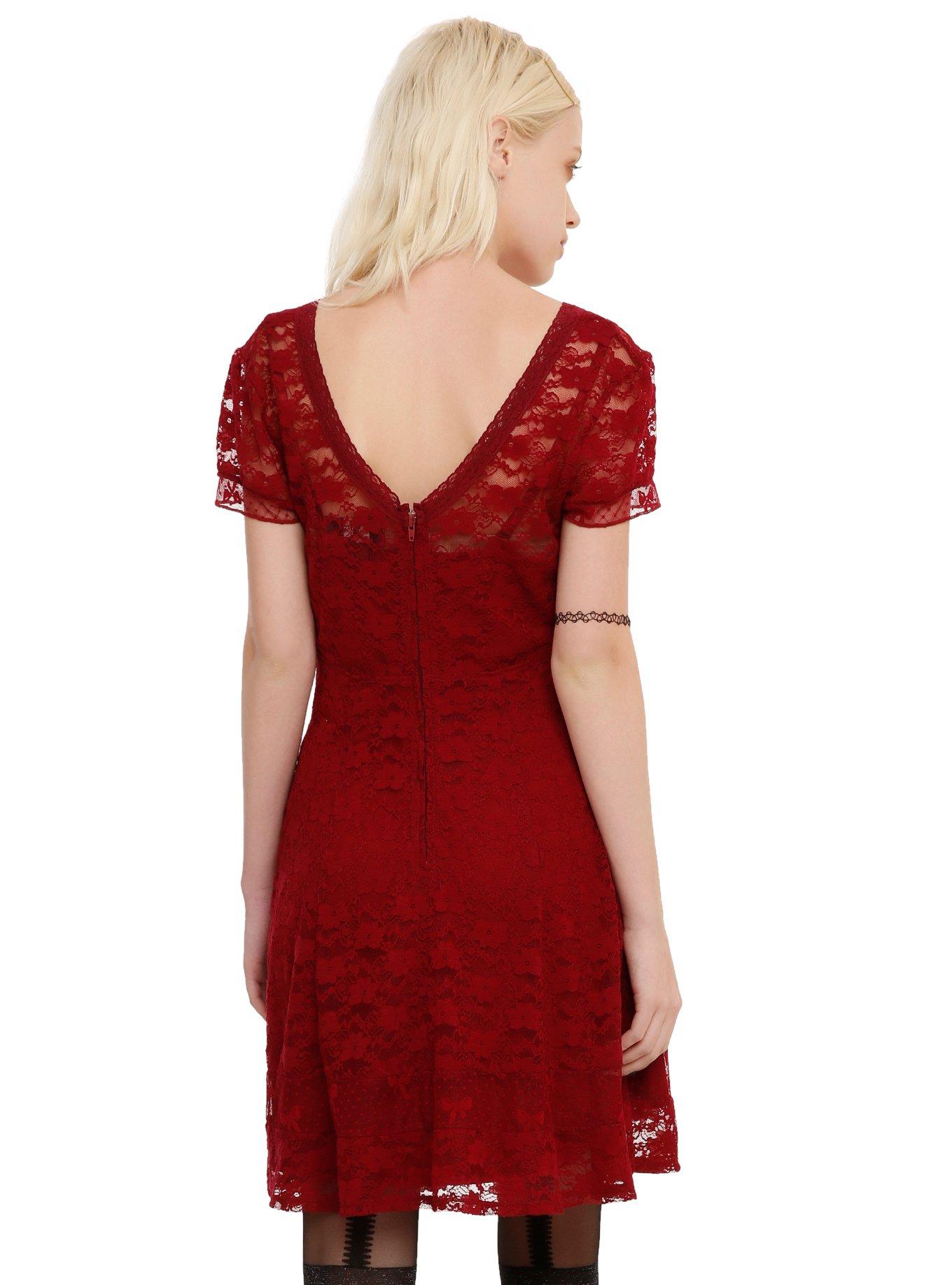 Royal Bones By Tripp Burgundy Lace Dress, , alternate