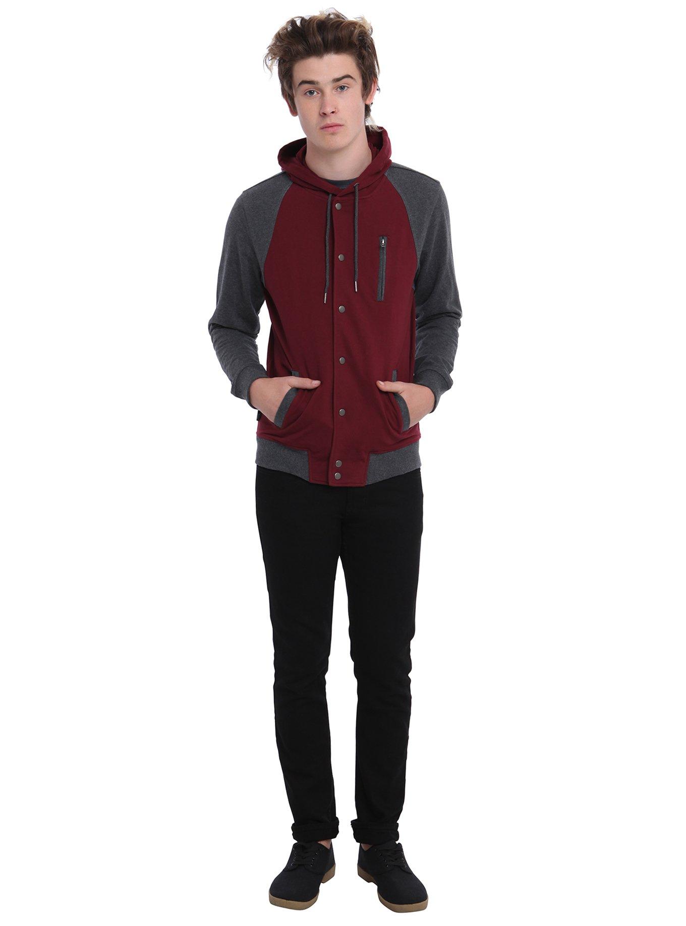 RUDE Burgundy & Grey Hoodie, , alternate