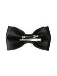 Black Faux Leather Hair Bow, , alternate