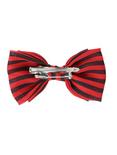 Red & Black Striped Chiffon Hair Bow, , alternate