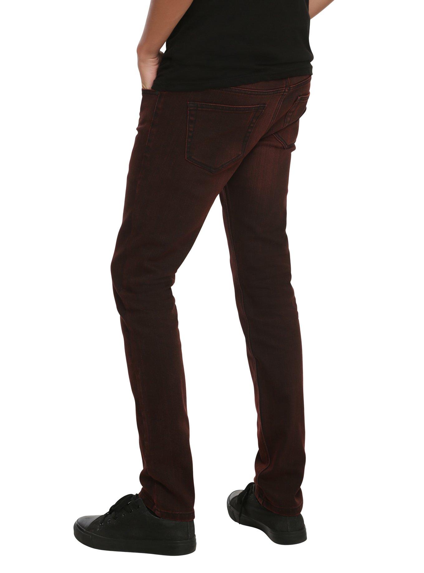 XXX RUDE Rust Overdye Skinny Jeans, RED, alternate