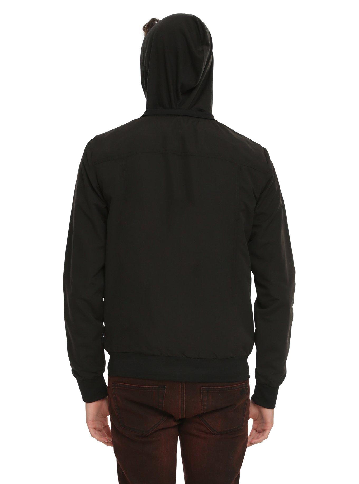 XXX RUDE Black Workwear Hooded Bomber Jacket, BLACK, alternate
