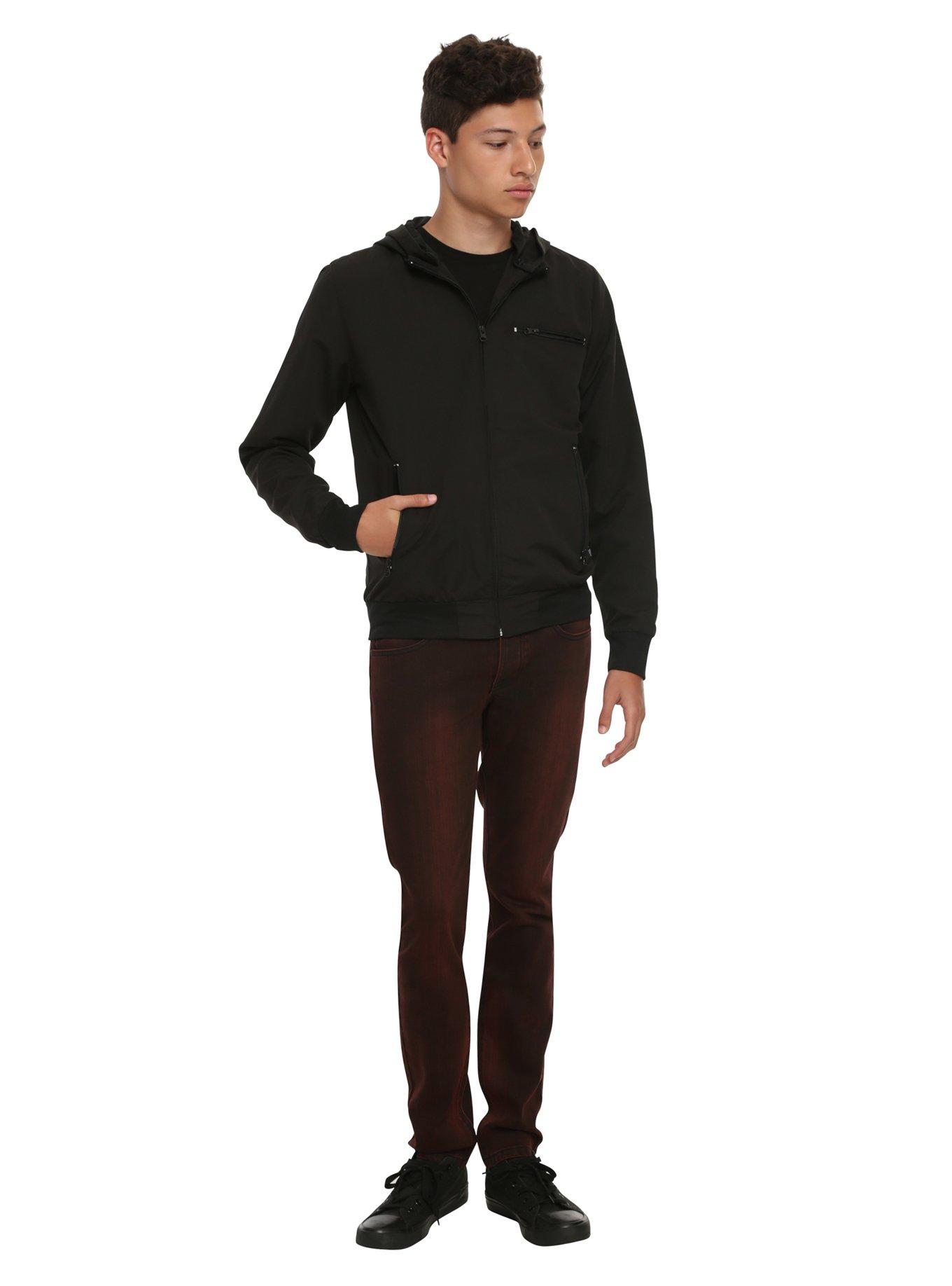 RUDE Black Workwear Hooded Bomber Jacket, BLACK, alternate