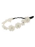 White Lace Flower Stretchy Headband, , alternate