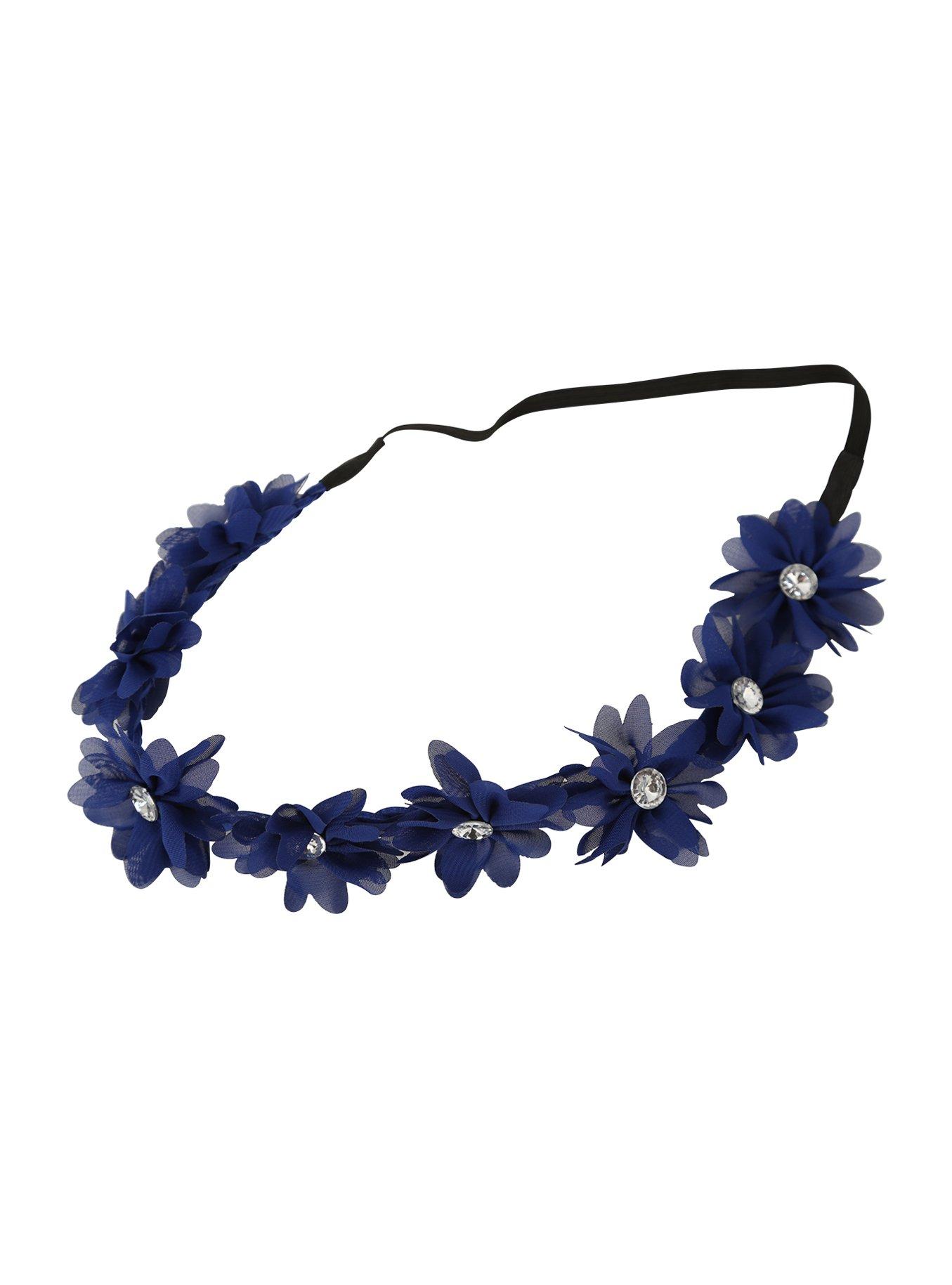 Sapphire Chiffon Flower Stretchy Headband, , alternate