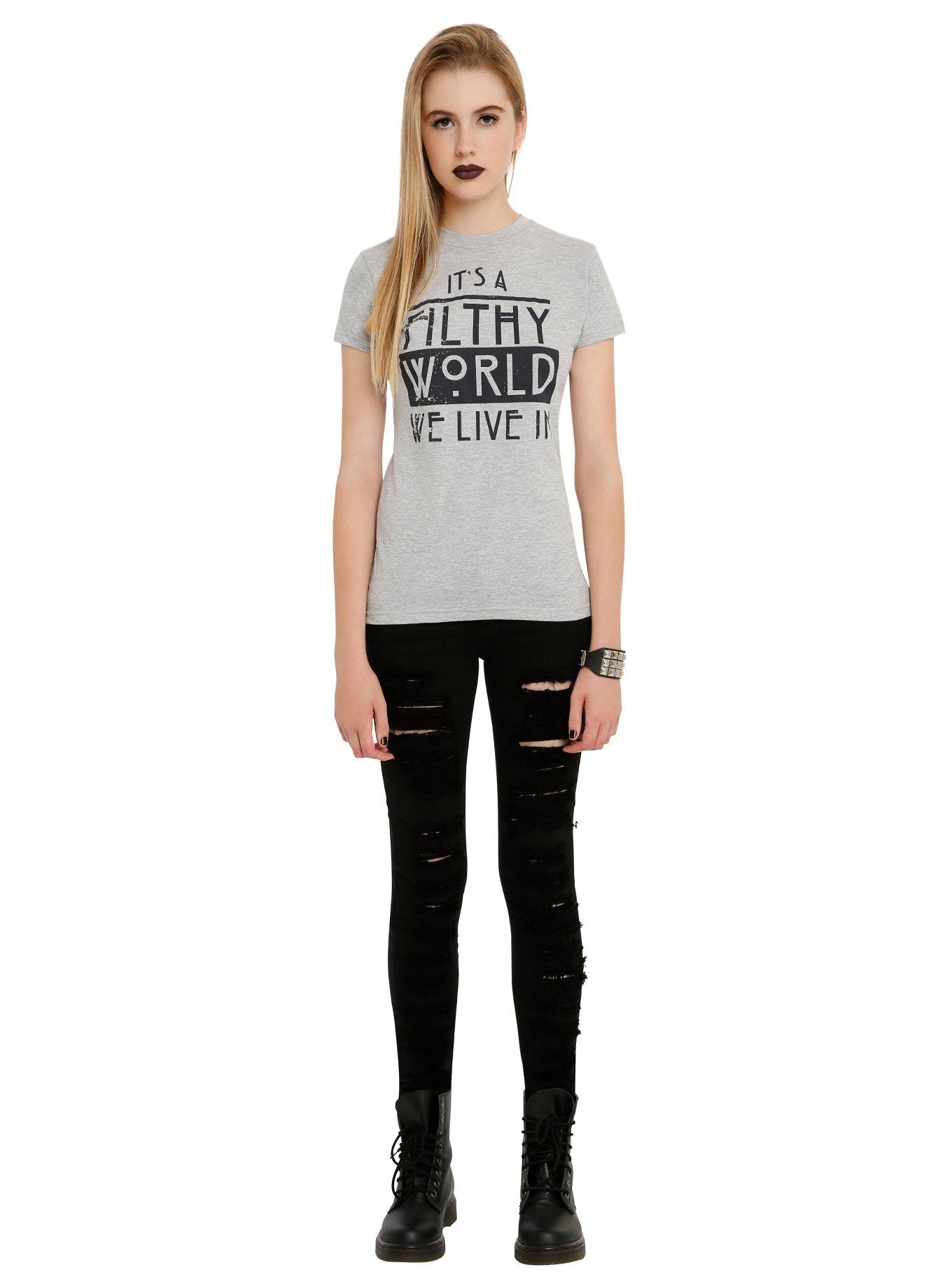 American Horror Story Filthy World We Live In Girls T-Shirt, BLACK, alternate