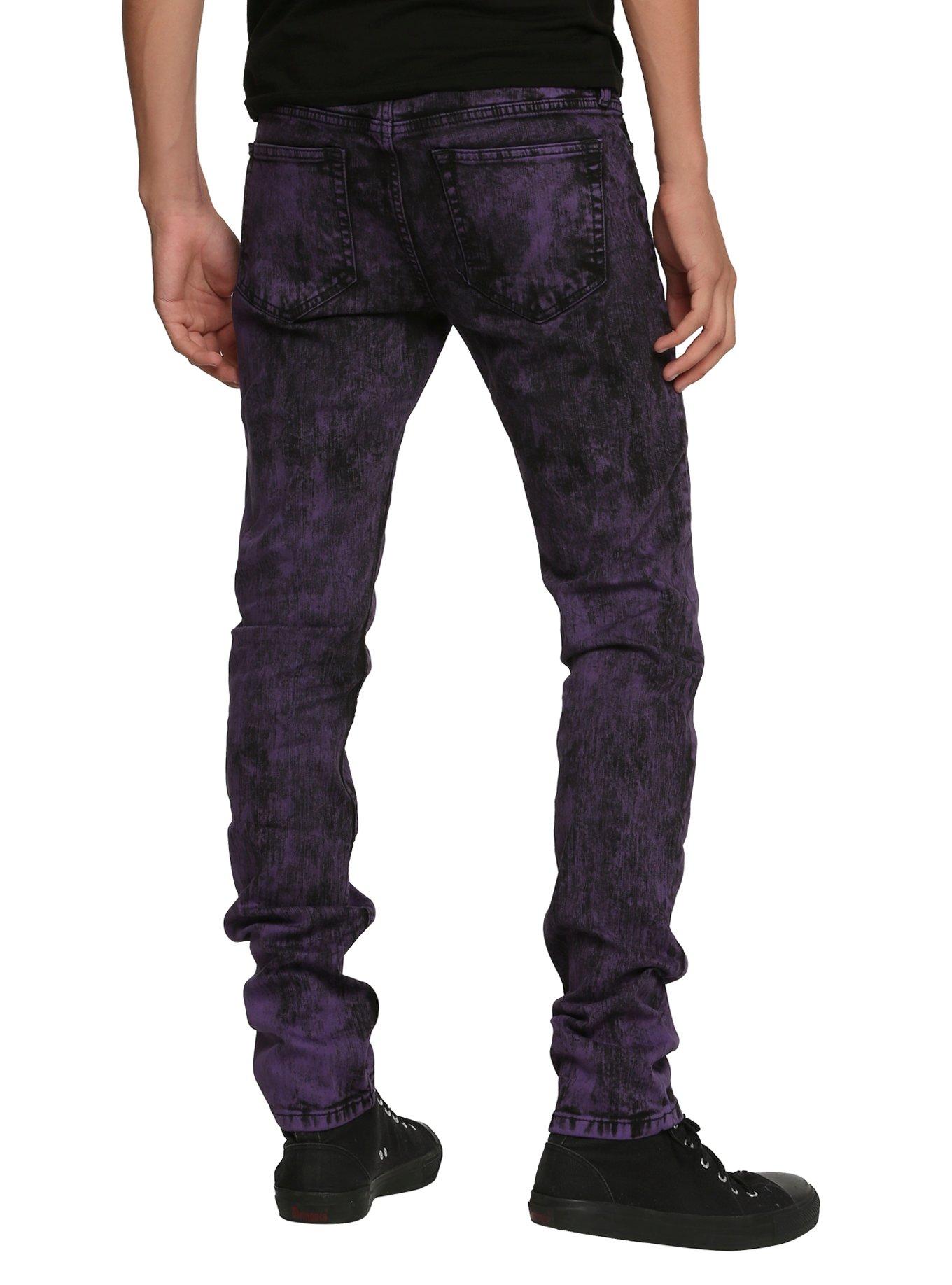 RUDE Purple Acid Wash Skinny Jeans, , alternate