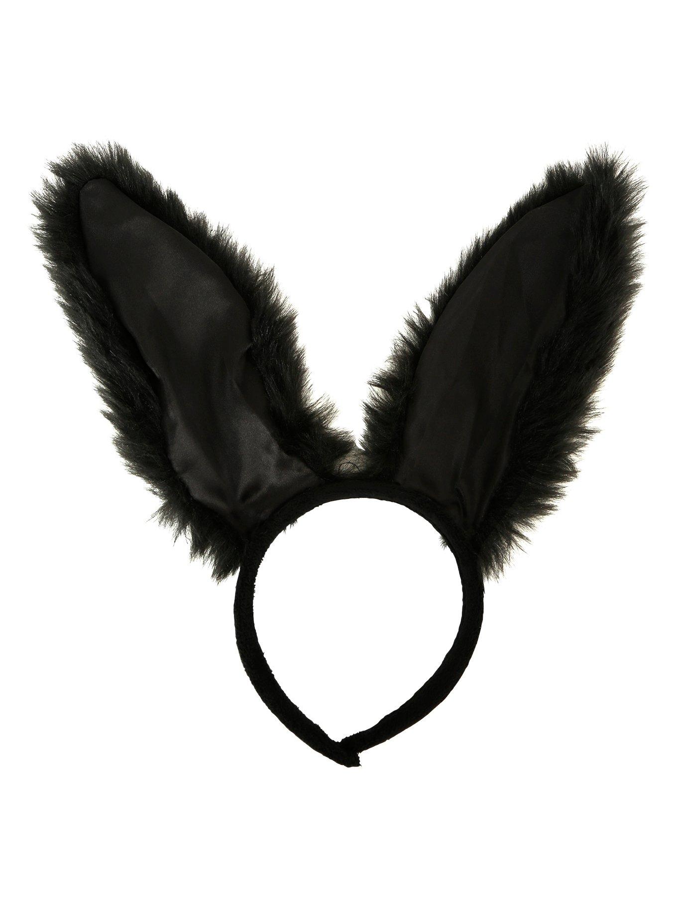 Black Bunny Ears Headband, , alternate