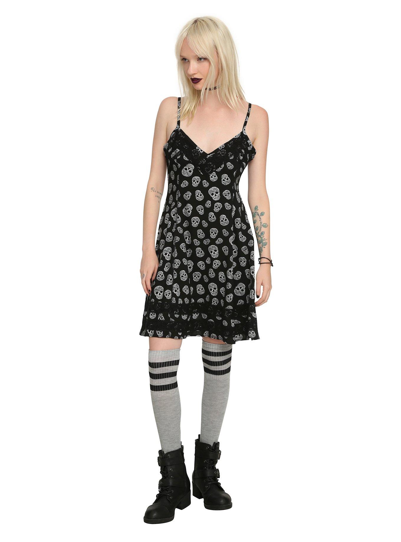 white skull lace dress Black and White Skull Lace Dress