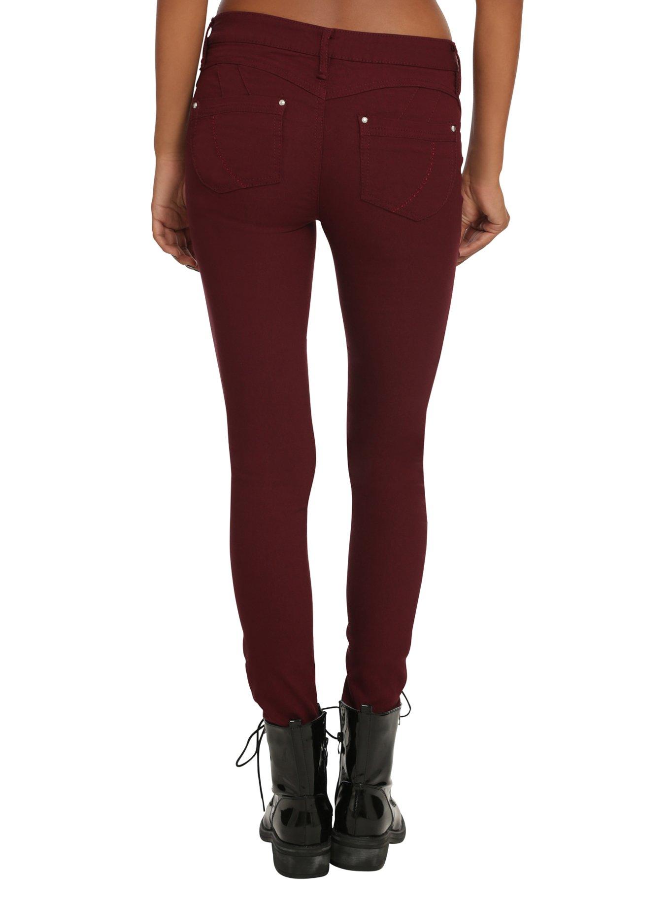 Almost Famous Burgundy Skinny Jeans, BLACK, alternate