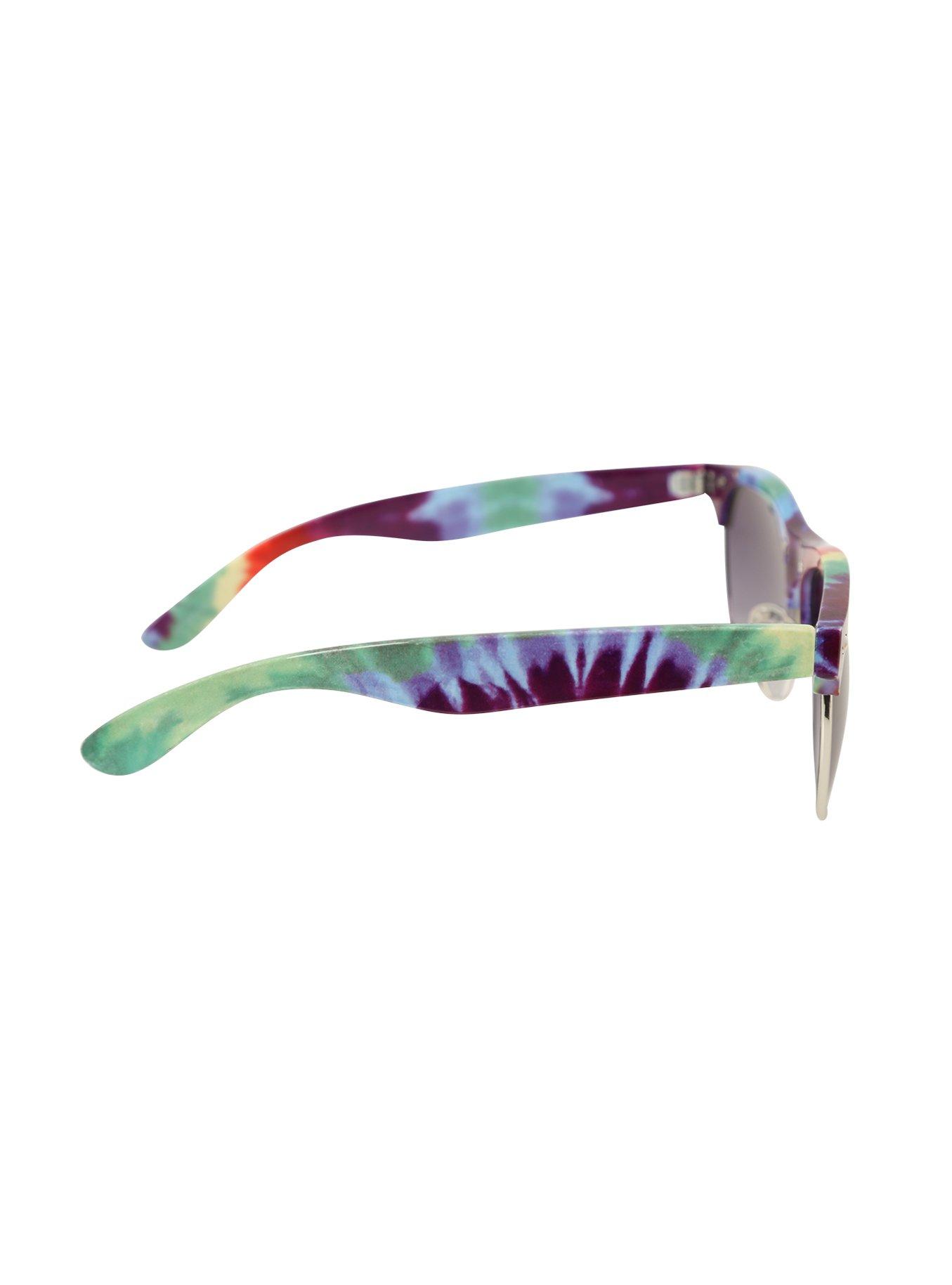 Rainbow Tie Dye Wire Rim Sunglasses, , alternate