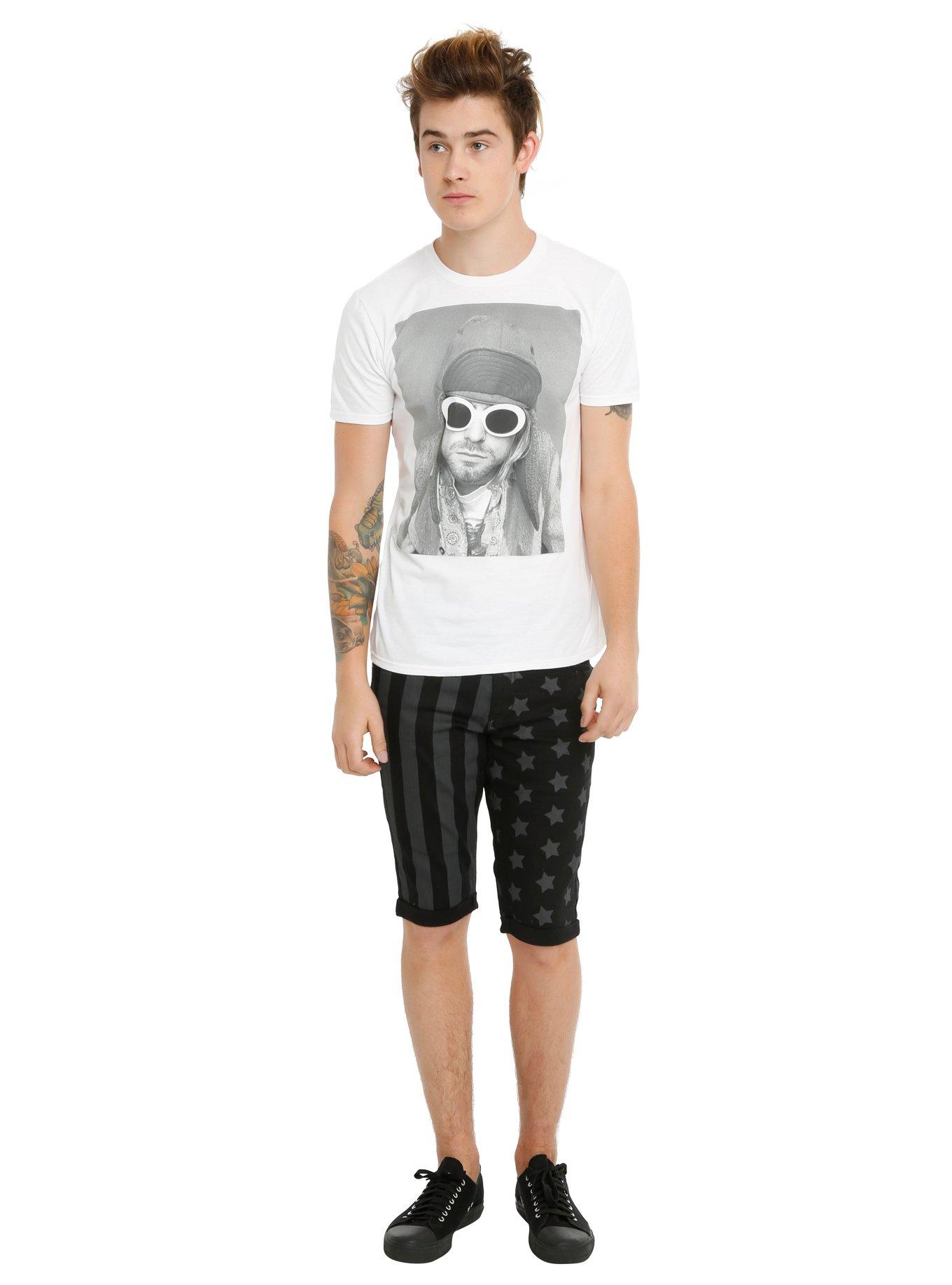 Nirvana Kurt Cobain Sunglasses T-Shirt 2XL, WHITE, alternate
