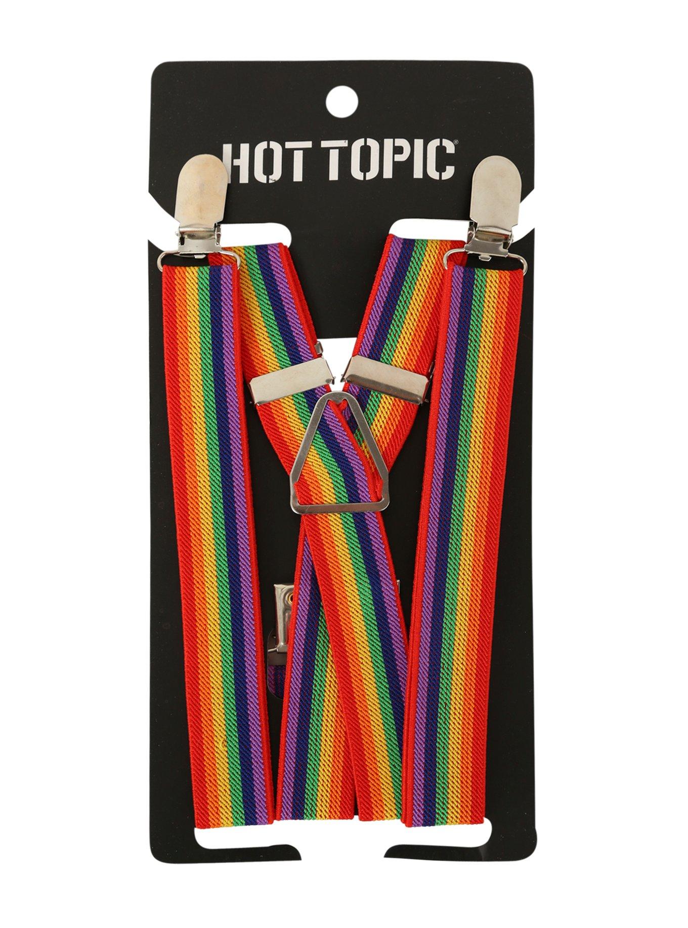 Rainbow Striped Suspenders, , alternate